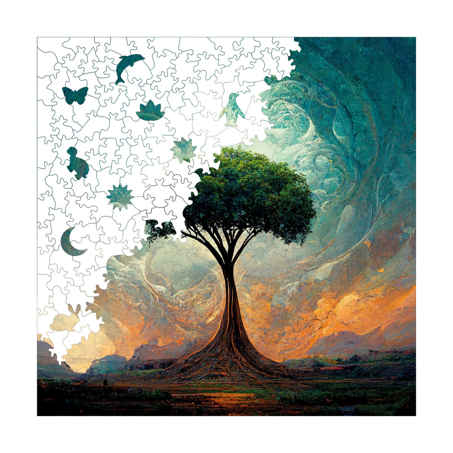 Wooden Puzzles for Adults, Tree of Life Premium Jigsaw Puzzles, 353 Pieces Challenging Wooden Jigsaw, 11,4"x11,4" (29x29 cm)