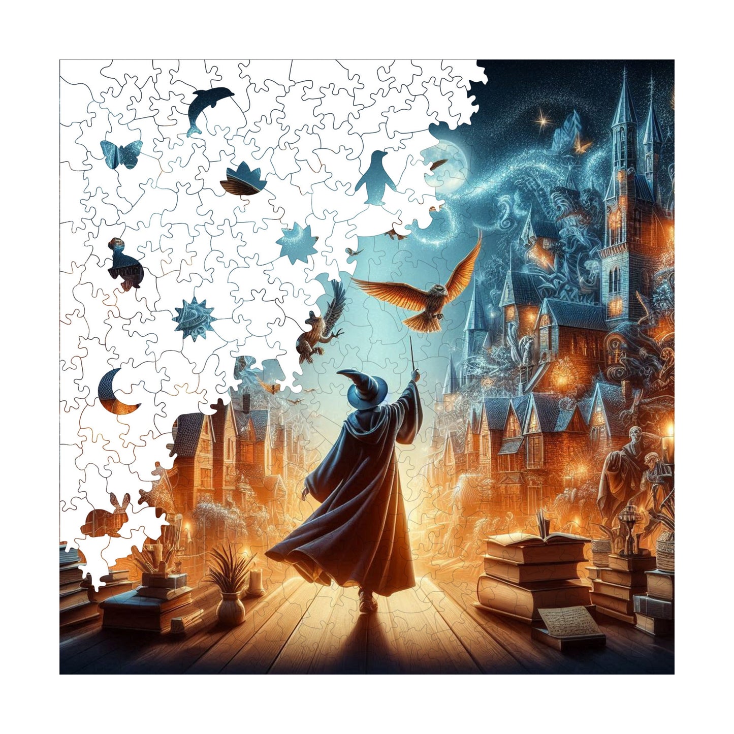 Wooden Puzzles for Adults, The Wizard Premium Jigsaw Puzzles, 353 Pieces Challenging Wooden Jigsaw, 11,4"x11,4" (29x29 cm)