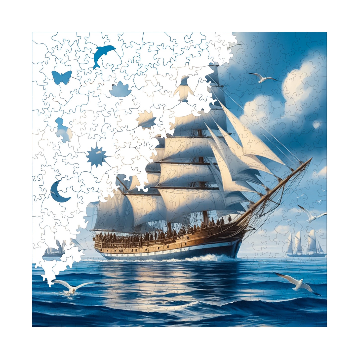 Wooden Puzzles for Adults, Sailing Legend Premium Jigsaw Puzzles, 353 Pieces Challenging Wooden Jigsaw, 11,4"x11,4" (29x29 cm)