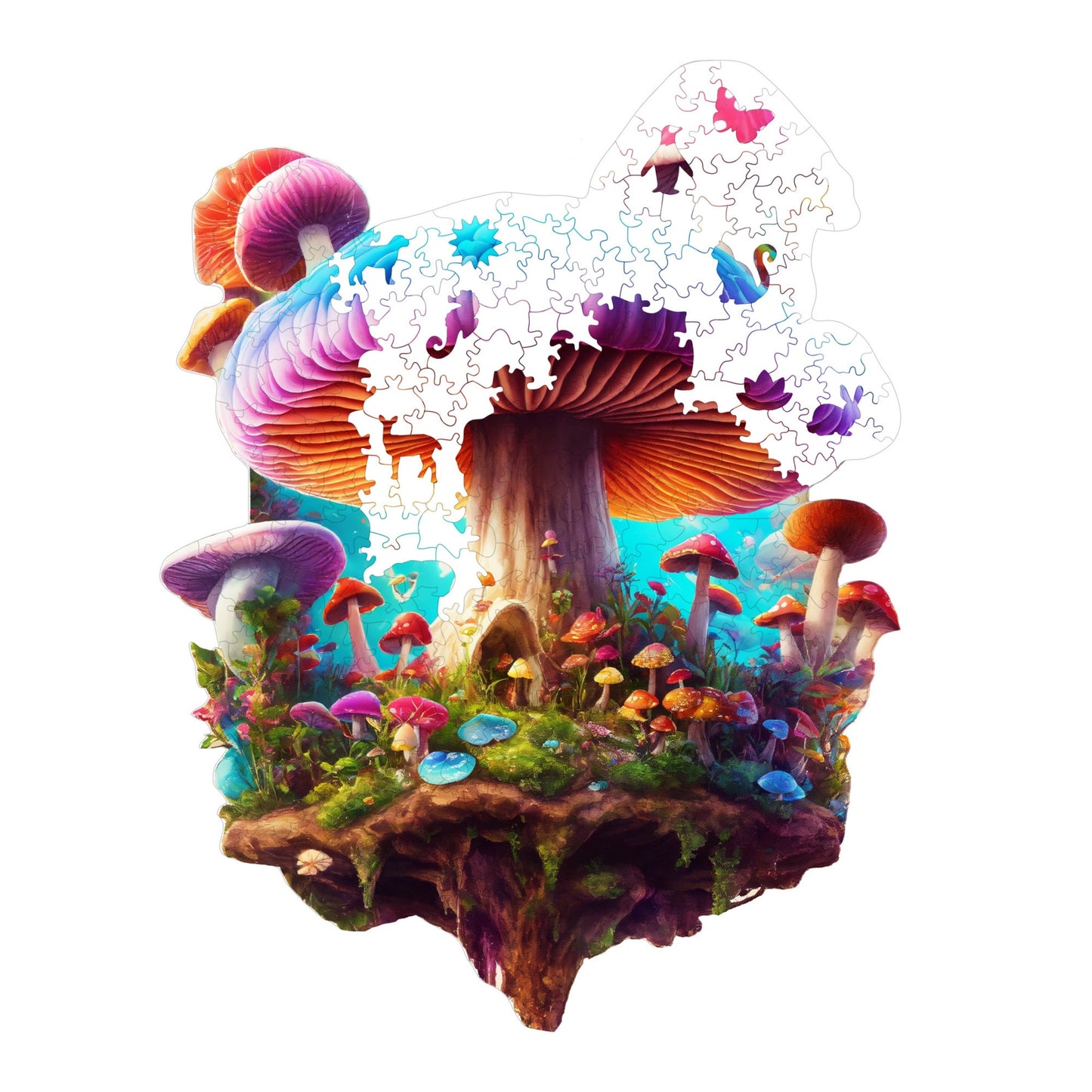 Wooden Puzzles for Adults, Mushroom Island Premium Jigsaw Puzzles, 290 Pieces Challenging Wooden Jigsaw, 11,4"x15" (29x38 cm)