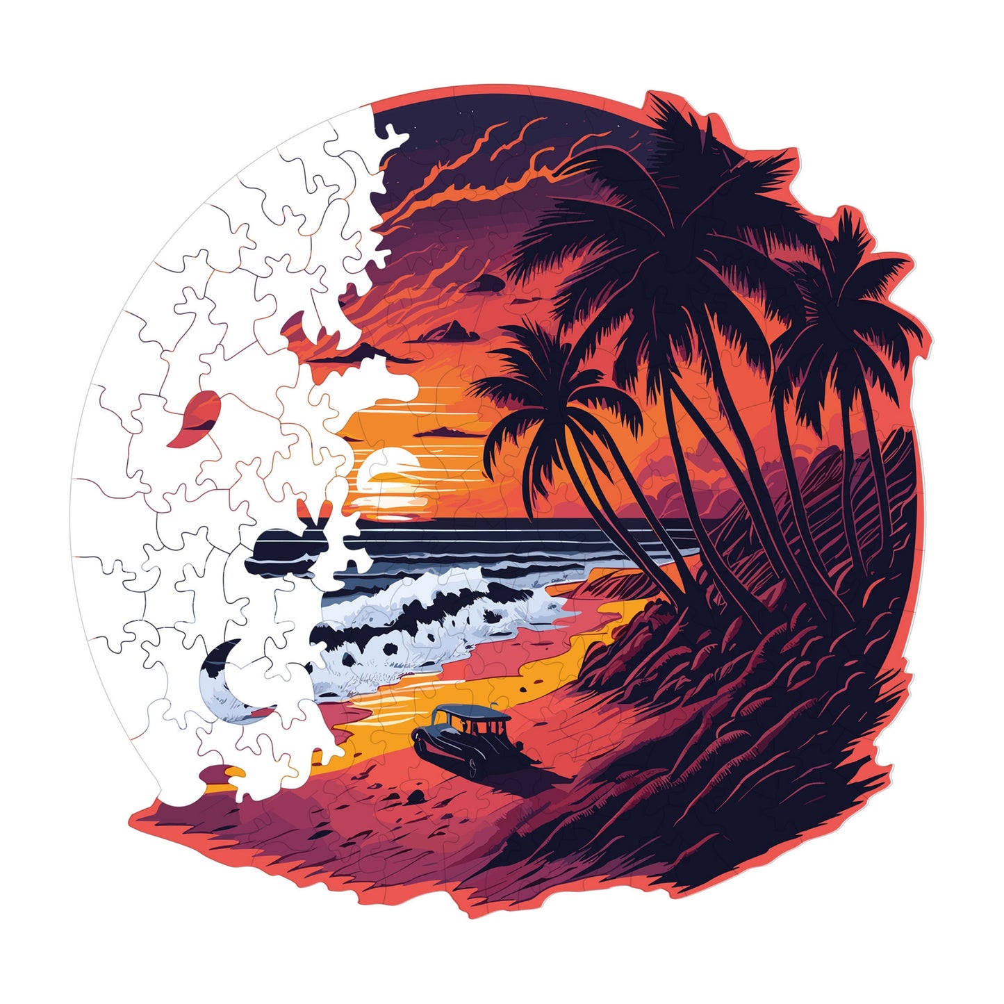 Wooden Puzzles for Adults, Palm Island Premium Jigsaw Puzzles, 149 Pieces Challenging Wooden Jigsaw, 11,4"x11" (29x28 cm)