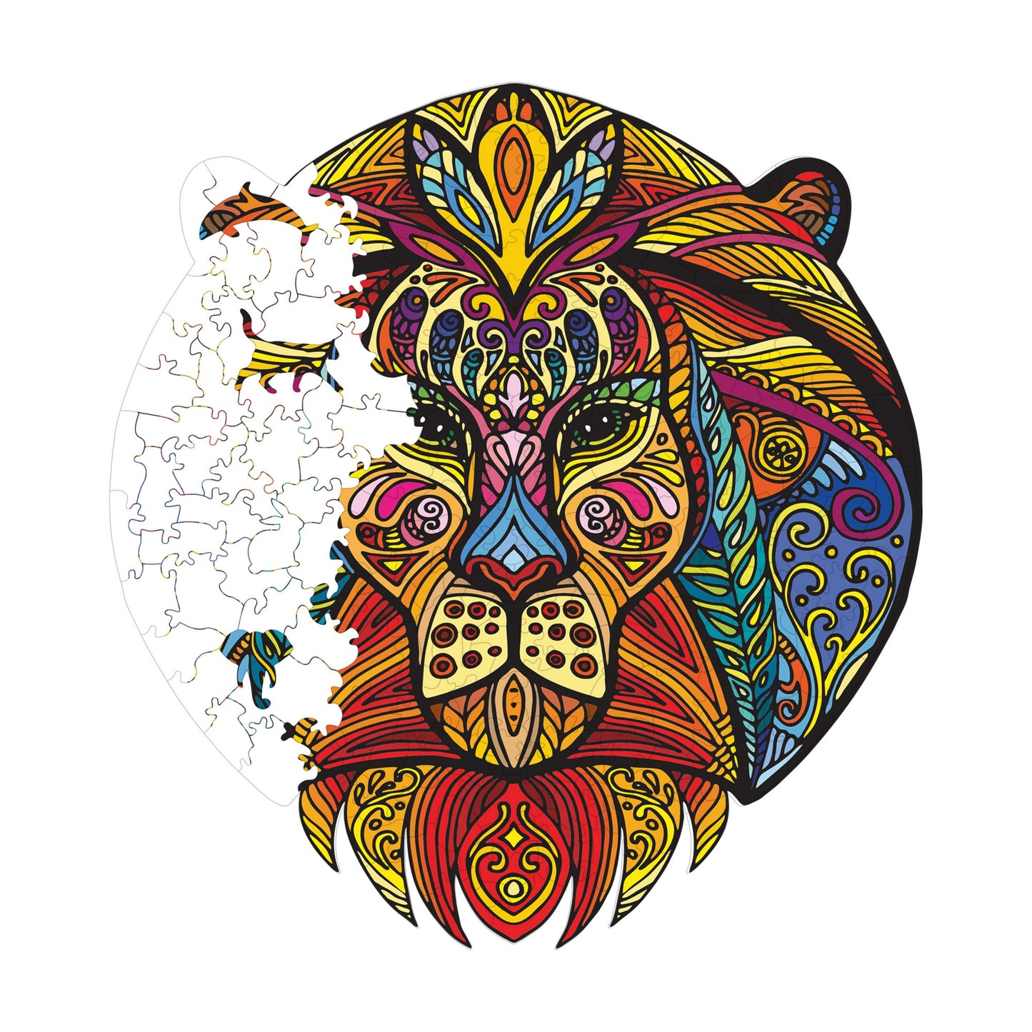 Wooden Puzzles for Adults, Lion Figure Premium Jigsaw Puzzles, 183 Pieces Challenging Wooden Jigsaw, 10,6"x11,4" (27x29 cm)