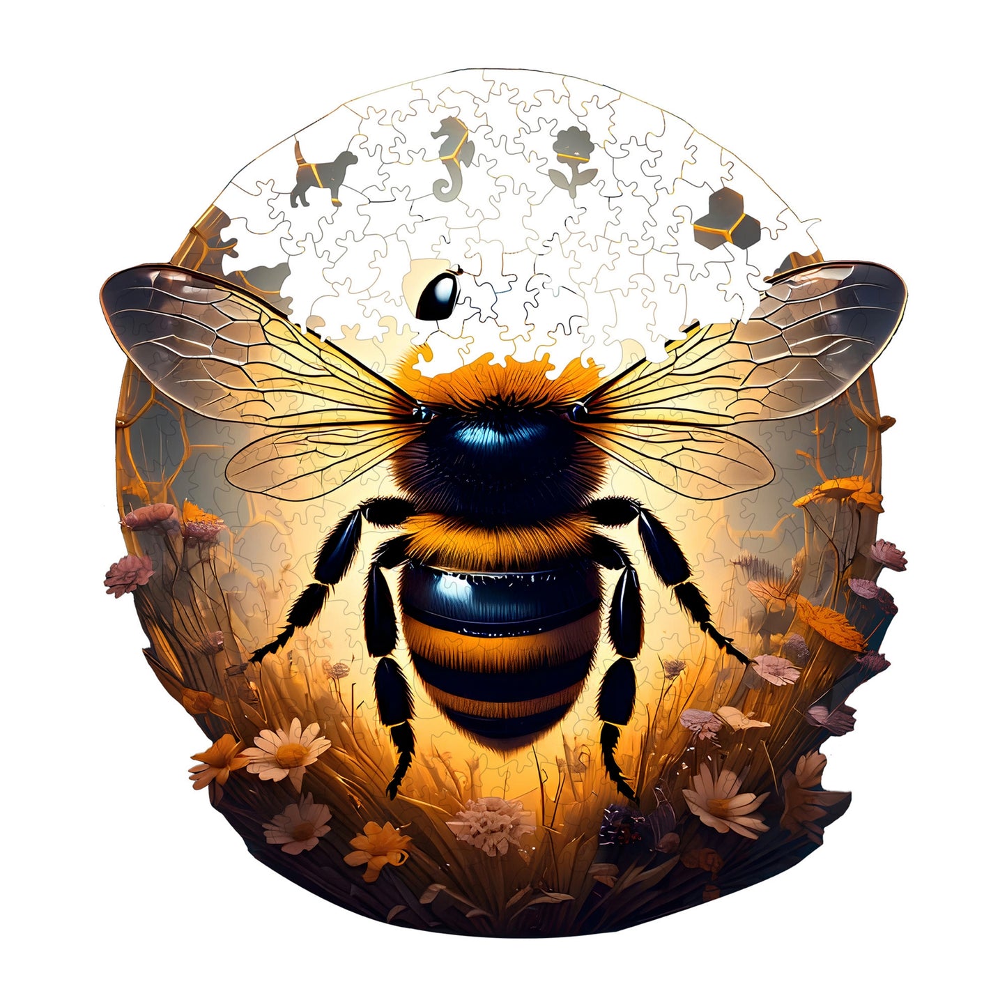 Holzpuzzle für Erwachsene, Bienen-Premium-Puzzle, 268 Teile, anspruchsvolles Holzpuzzle, 11"x11,8" (28x30 cm), einzigartige Form, Holzpuzzle für Erwachsene