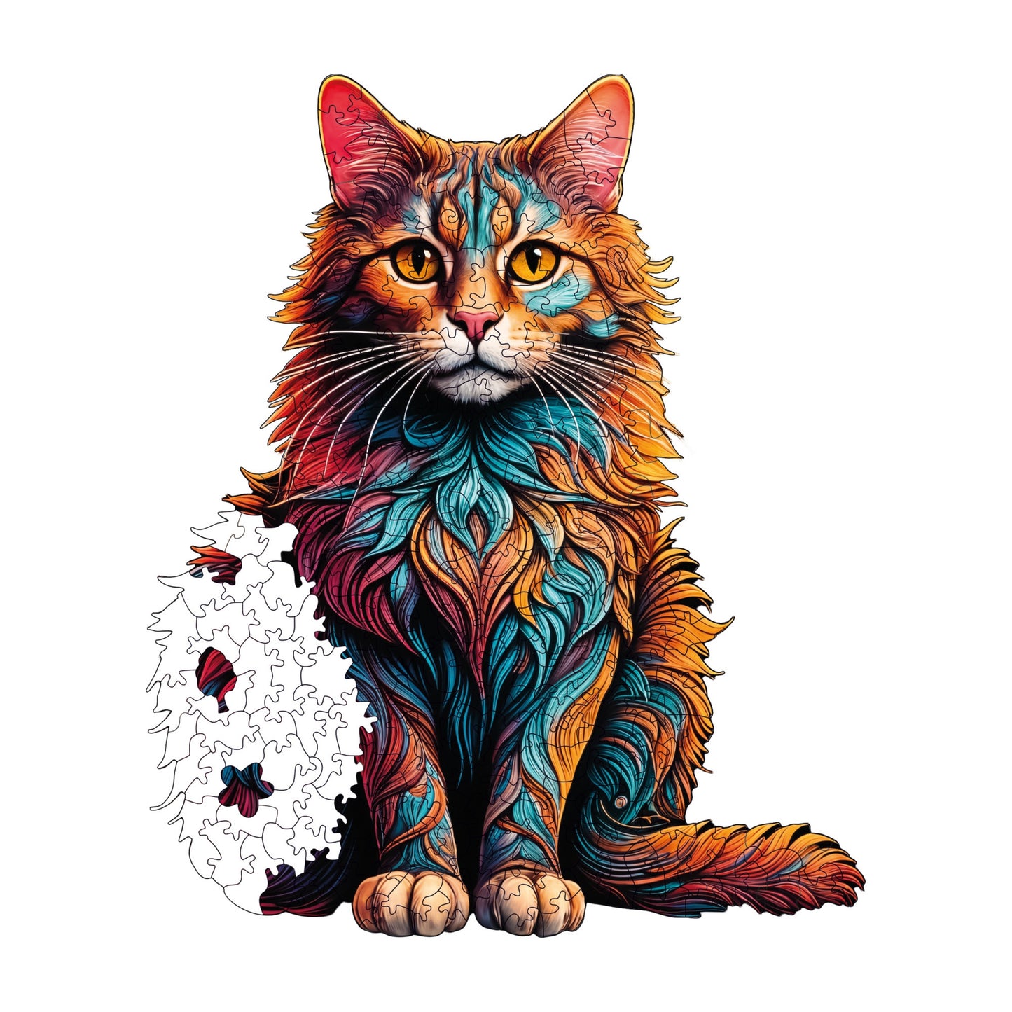 Holzpuzzle für Erwachsene, Katzen-Premium-Puzzle, 250 Teile anspruchsvolles Holzpuzzle, 10,6"x13,0" (27x33 cm) einzigartige Form, Holzpuzzle für Erwachsene