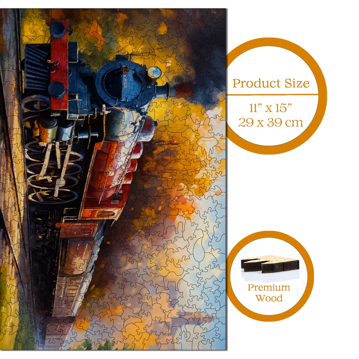 Holzpuzzle für Erwachsene, Sunset Express Premium Puzzle, 450 Teile anspruchsvolles Holzpuzzle, 11,4"x15,4" (29x39 cm) einzigartige Form, Holzpuzzle für Erwachsene