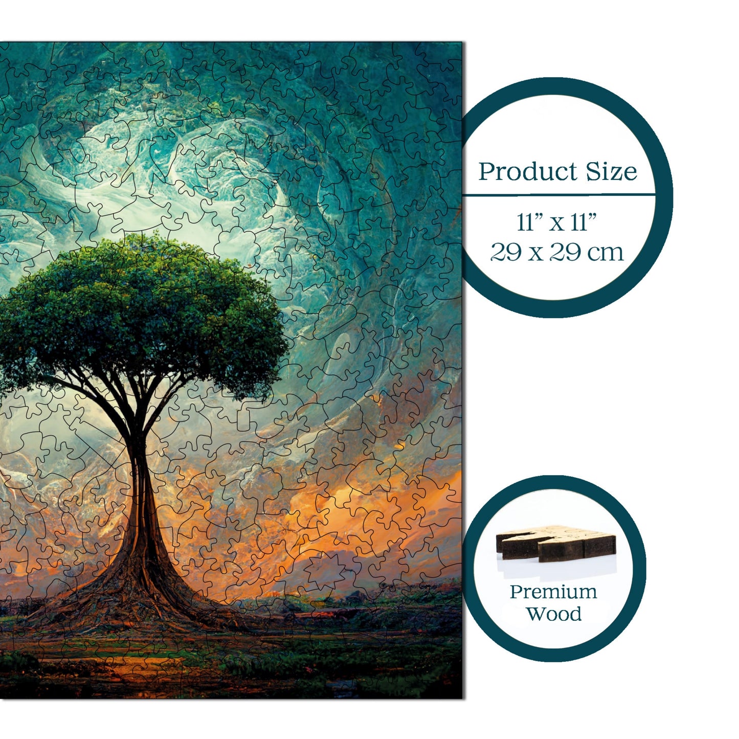 Wooden Puzzles for Adults, Tree of Life Premium Jigsaw Puzzles, 353 Pieces Challenging Wooden Jigsaw, 11,4"x11,4" (29x29 cm)