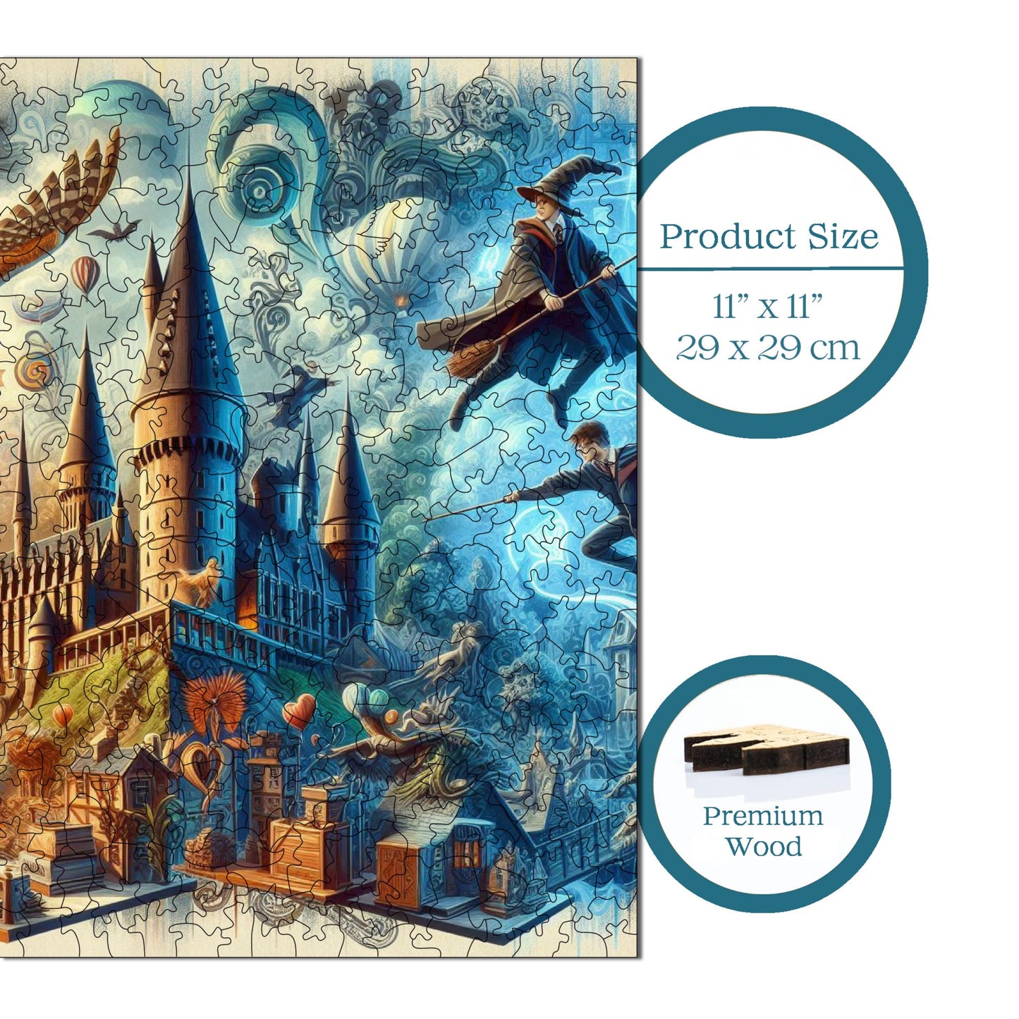 Wooden Puzzles for Adults, School of Witchcraft and Wizardry Premium Jigsaw Puzzles, 353 Pieces Challenging Wooden Jigsaw, 11,4"x11,4" (29x29 cm)
