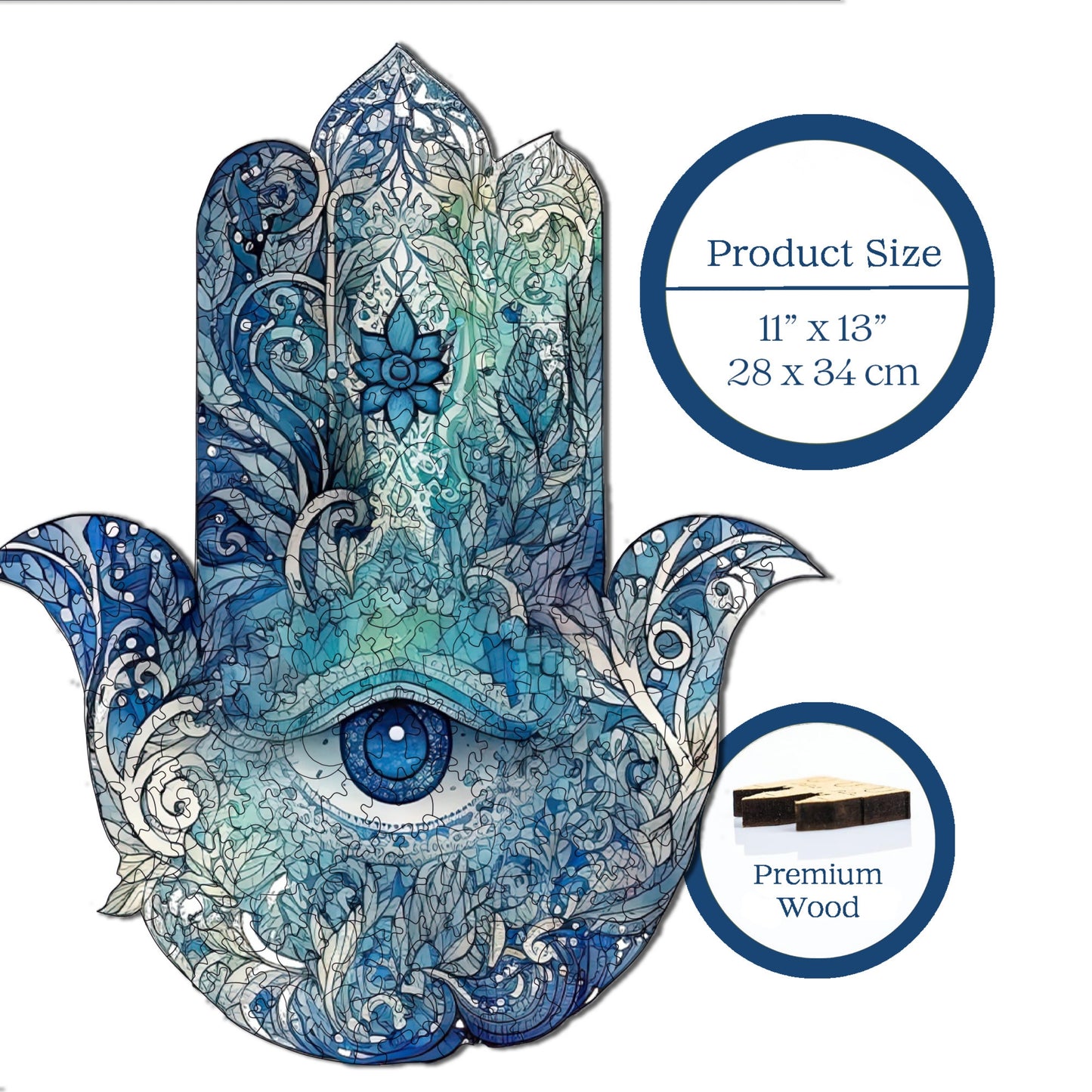 Wooden Puzzles for Adults, Hamsa Premium Jigsaw Puzzles, 230 Pieces Challenging Wooden Jigsaw, 11"x13,4" (28x34 cm)