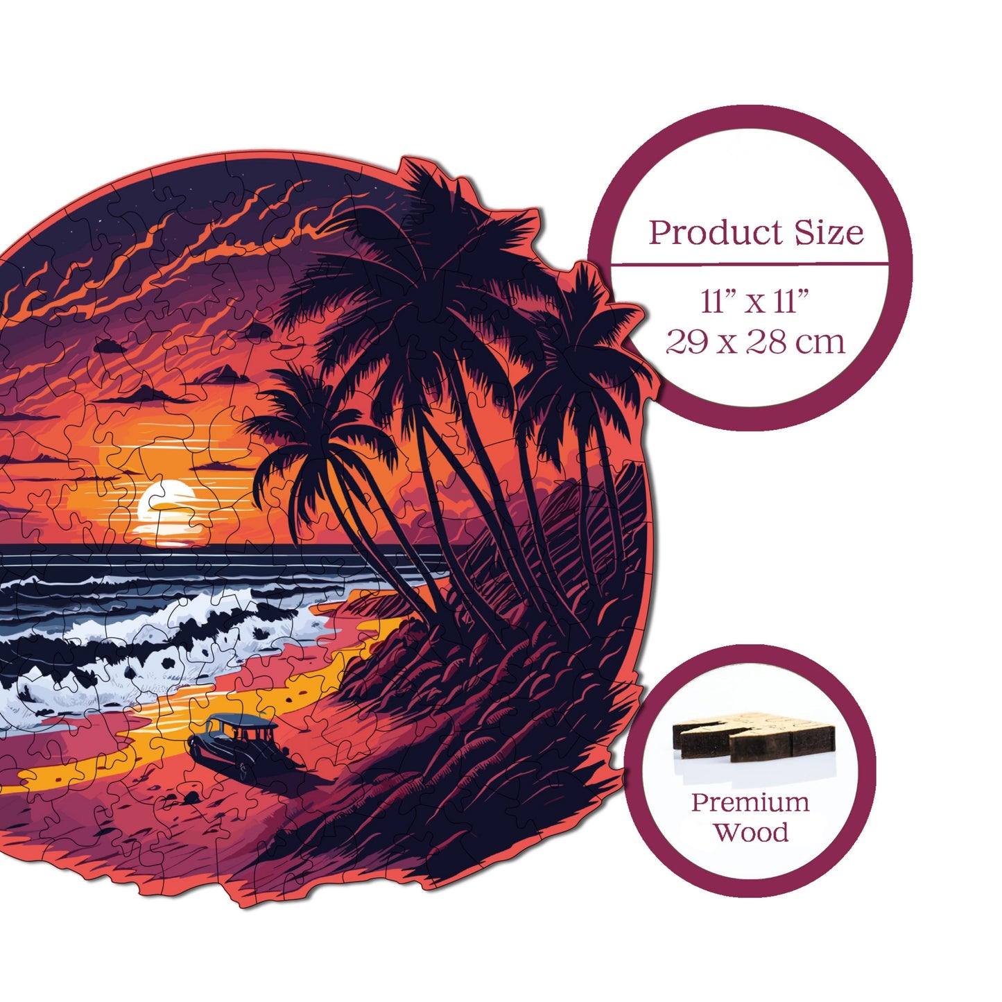 Wooden Puzzles for Adults, Palm Island Premium Jigsaw Puzzles, 149 Pieces Challenging Wooden Jigsaw, 11,4"x11" (29x28 cm)
