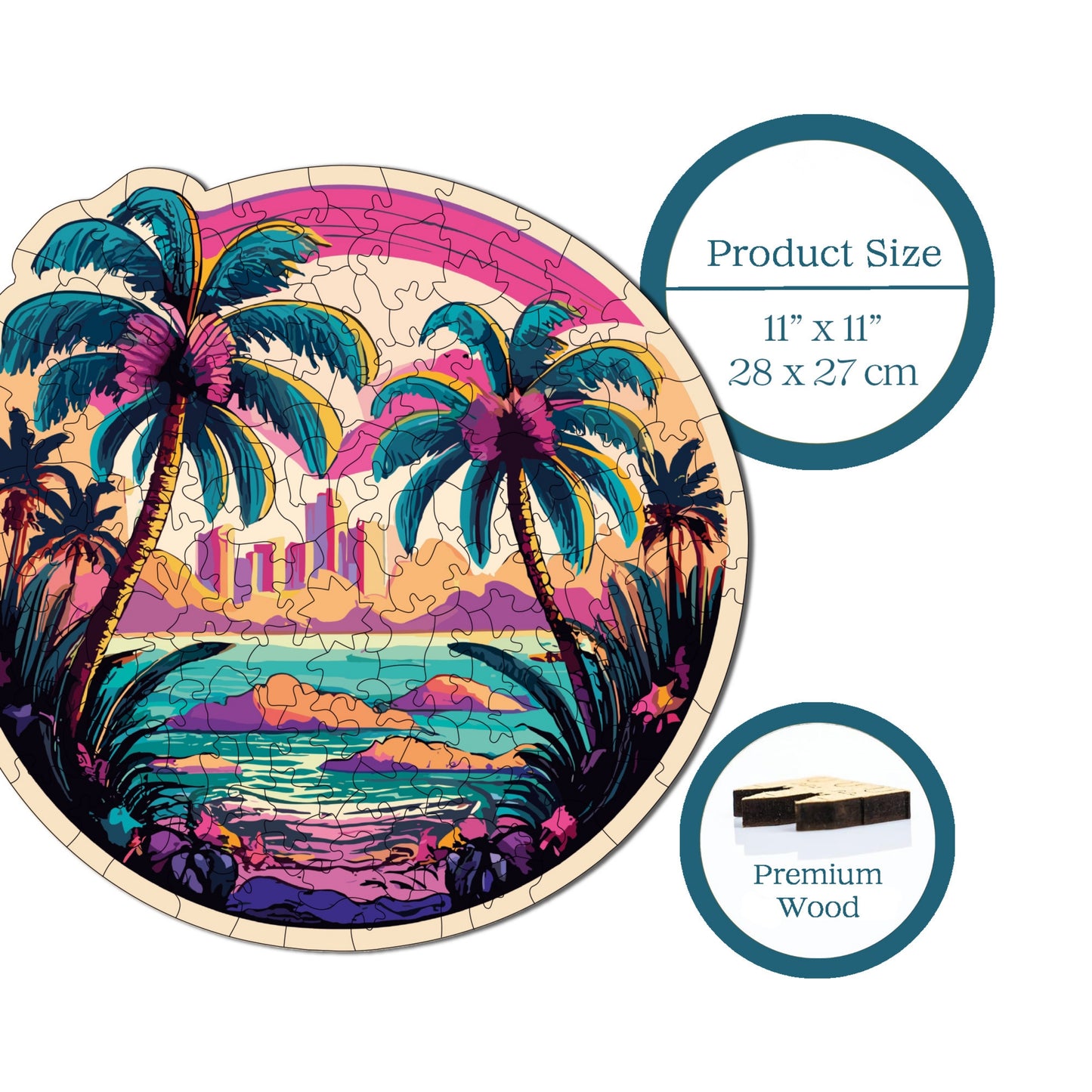 Wooden Puzzles for Adults, Hawaii Premium Jigsaw Puzzles, 148 Pieces Challenging Wooden Jigsaw, 11"x10,6" (28x27 cm)