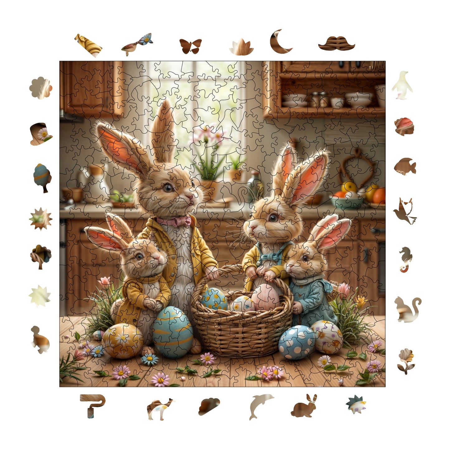 Wooden Puzzles for Adults, Easter Celebration Premium Jigsaw Puzzles, 353 Pieces Wooden Jigsaw, 11,4"x11,4" (29x29 cm)