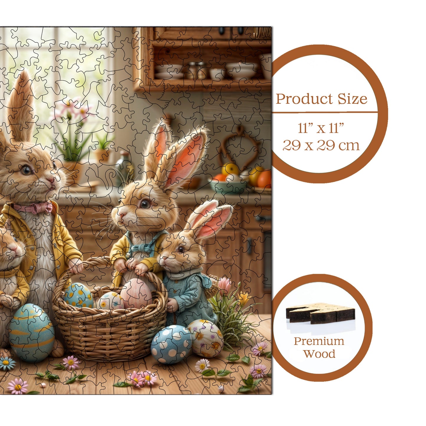 Wooden Puzzles for Adults, Easter Celebration Premium Jigsaw Puzzles, 353 Pieces Wooden Jigsaw, 11,4"x11,4" (29x29 cm)