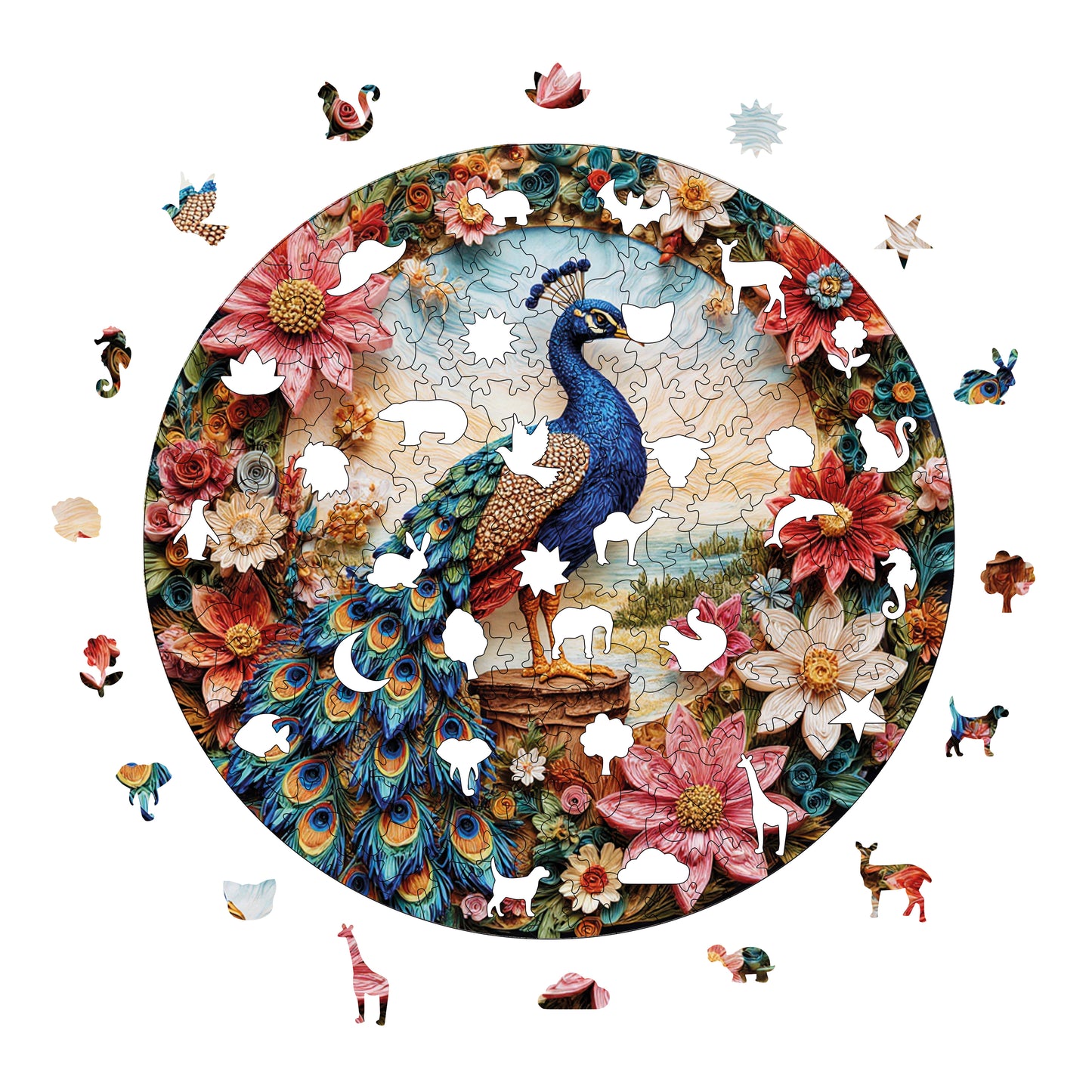 Wooden Puzzles for Adults, Elegance in Bloom Premium Jigsaw Puzzles, 252 Pieces Challenging Wooden Jigsaw, 11,4"x11,4" (29x29 cm)