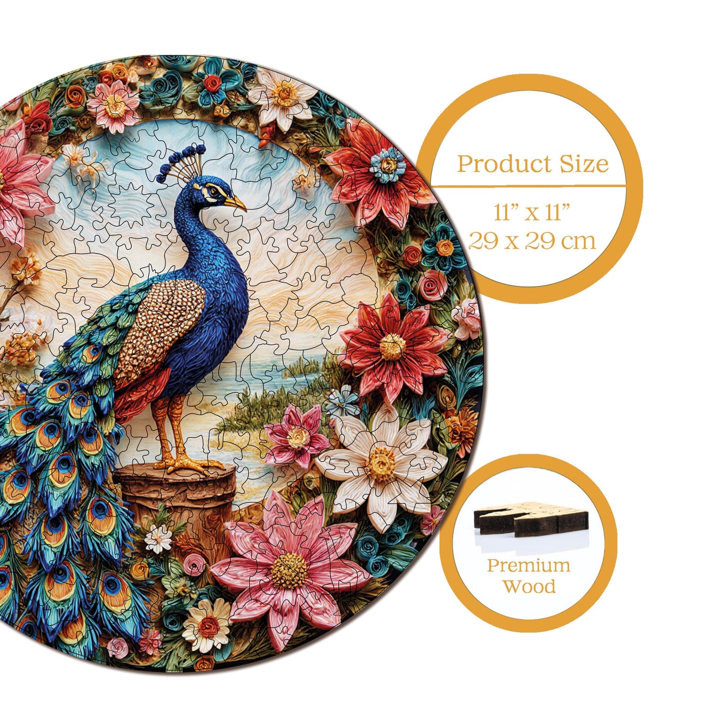 Wooden Puzzles for Adults, Elegance in Bloom Premium Jigsaw Puzzles, 252 Pieces Challenging Wooden Jigsaw, 11,4"x11,4" (29x29 cm)
