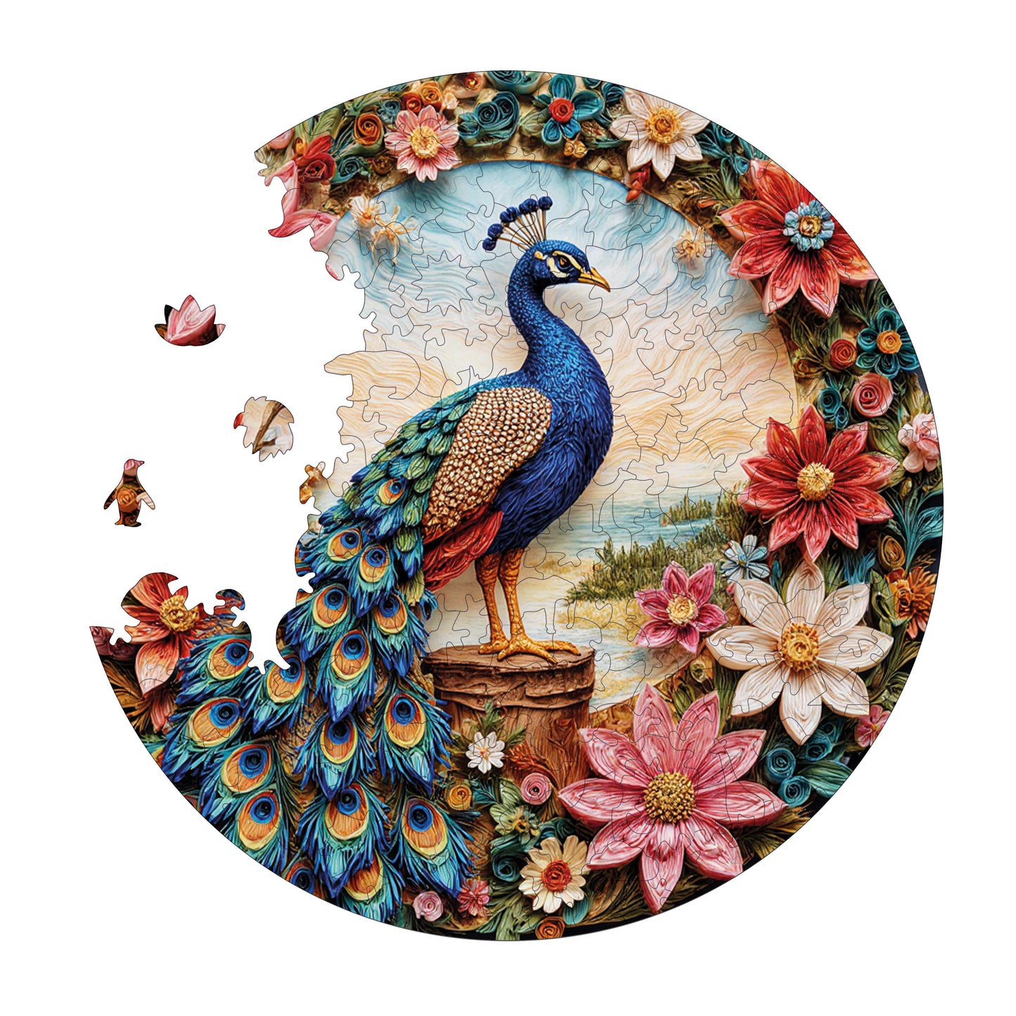 Wooden Puzzles for Adults, Elegance in Bloom Premium Jigsaw Puzzles, 252 Pieces Challenging Wooden Jigsaw, 11,4"x11,4" (29x29 cm)