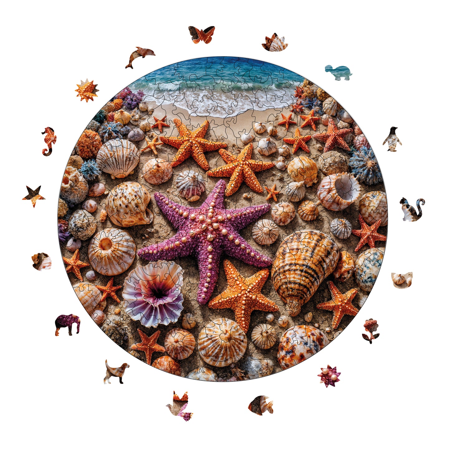 Holzpuzzle für Erwachsene, Antikes Tierkreisrad, Premium-Puzzle, 252 Teile, anspruchsvolles Holzpuzzle, 29 x 29 cm, einzigartige Form, Holzpuzzle für Erwachsene