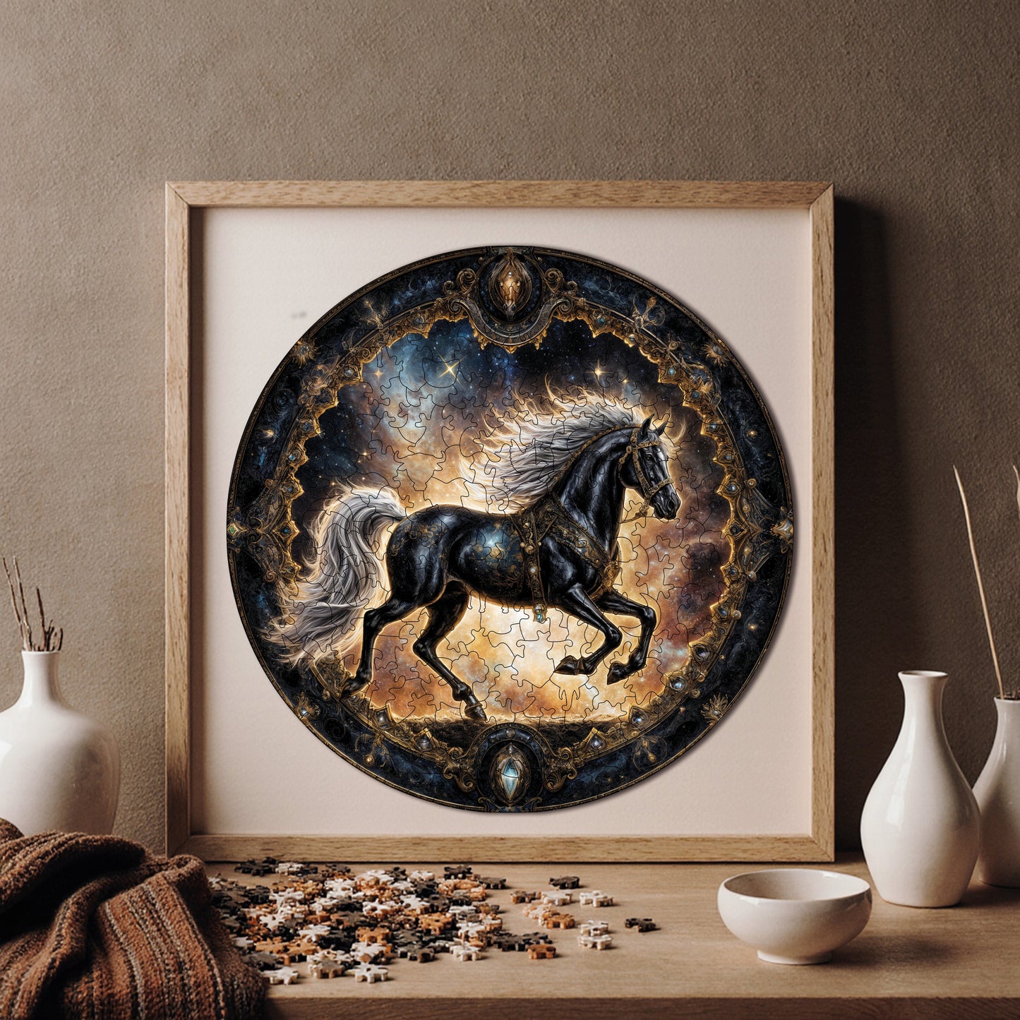 Wooden Puzzles for Adults, The Legendary Horse Premium Jigsaw Puzzles, 252 Pieces Challenging Wooden Jigsaw, 11,4"x11,4" (29x29 cm)