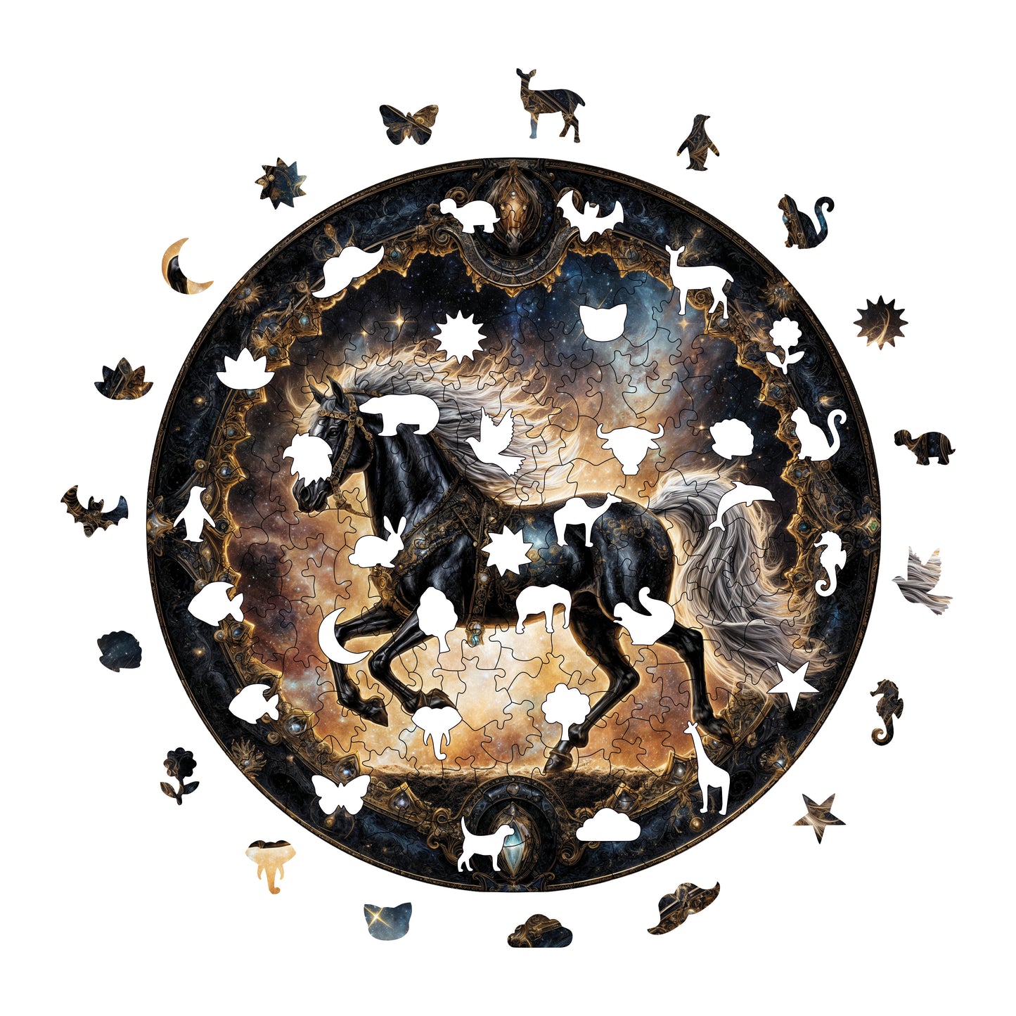Wooden Puzzles for Adults, The Legendary Horse Premium Jigsaw Puzzles, 252 Pieces Challenging Wooden Jigsaw, 11,4"x11,4" (29x29 cm)