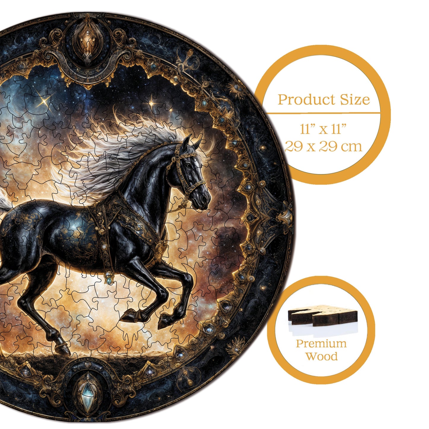 Wooden Puzzles for Adults, The Legendary Horse Premium Jigsaw Puzzles, 252 Pieces Challenging Wooden Jigsaw, 11,4"x11,4" (29x29 cm)