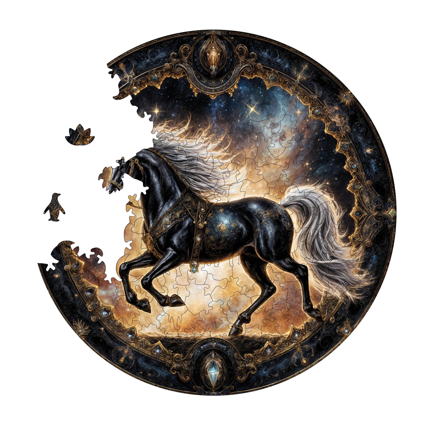 Wooden Puzzles for Adults, The Legendary Horse Premium Jigsaw Puzzles, 252 Pieces Challenging Wooden Jigsaw, 11,4"x11,4" (29x29 cm)