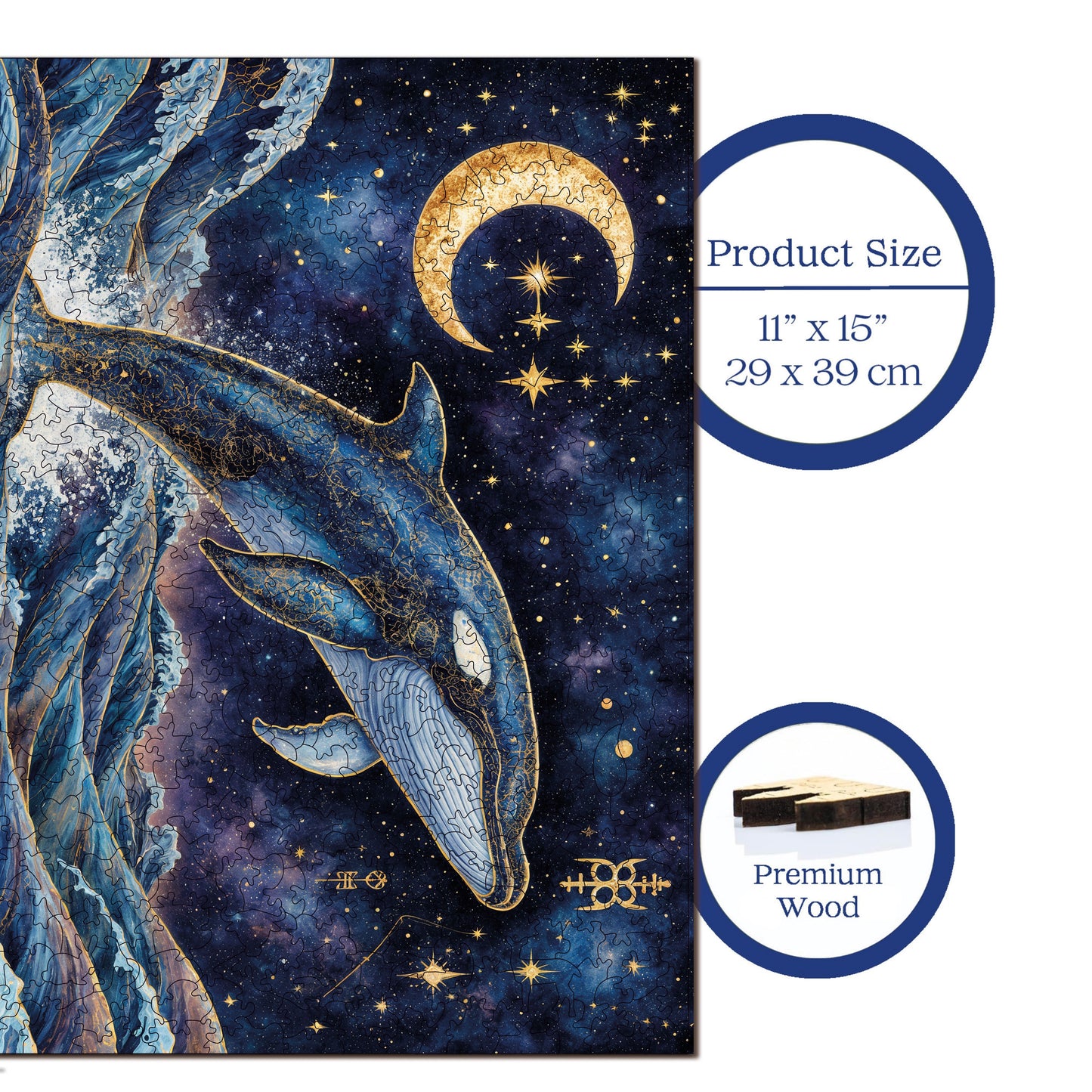 Wooden Puzzles for Adults, Infinite Waves Premium Jigsaw Puzzles, 450 Pieces Challenging Wooden Jigsaw, 11,4"x15,4" (29x39 cm)