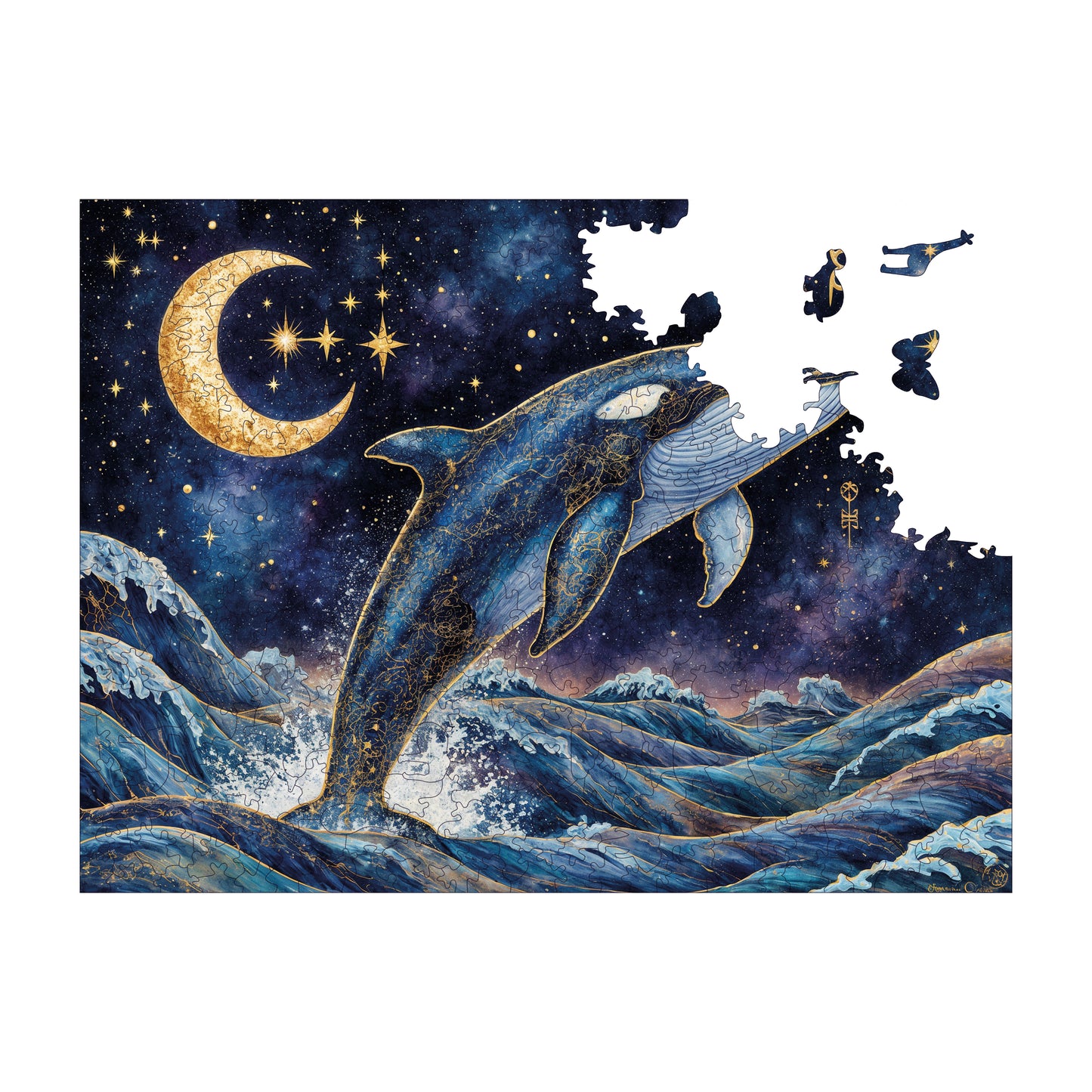 Wooden Puzzles for Adults, Infinite Waves Premium Jigsaw Puzzles, 450 Pieces Challenging Wooden Jigsaw, 11,4"x15,4" (29x39 cm)