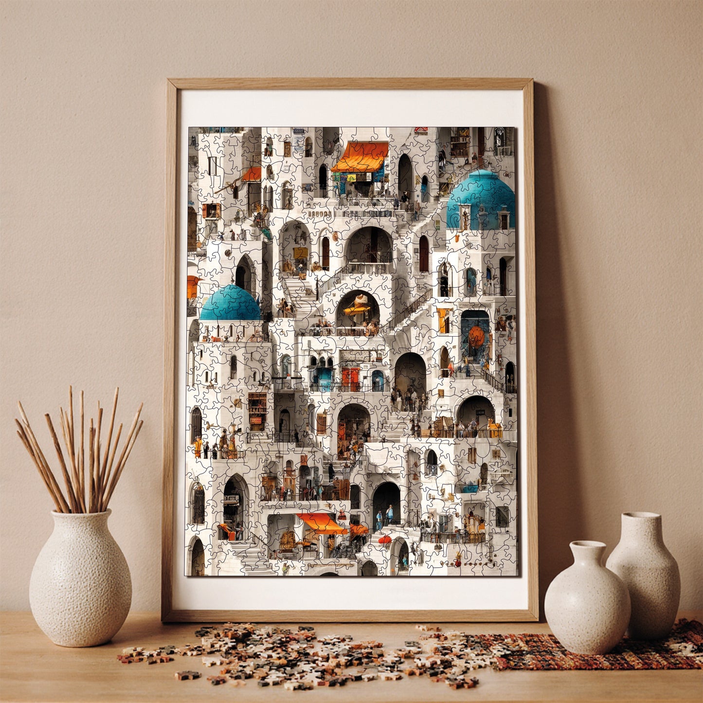 Wooden Puzzles for Adults, Maze of HousesPremium Jigsaw Puzzles, 450 Pieces Challenging Wooden Jigsaw, 11,4"x15,4" (29x39 cm)