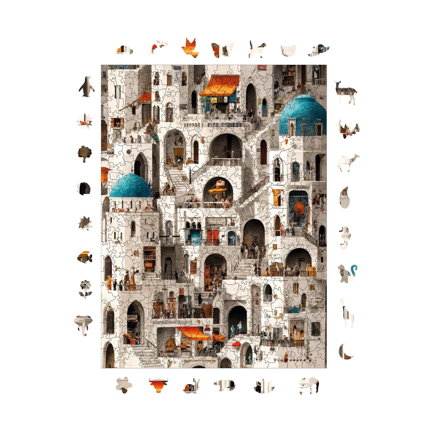 Wooden Puzzles for Adults, Maze of HousesPremium Jigsaw Puzzles, 450 Pieces Challenging Wooden Jigsaw, 11,4"x15,4" (29x39 cm)