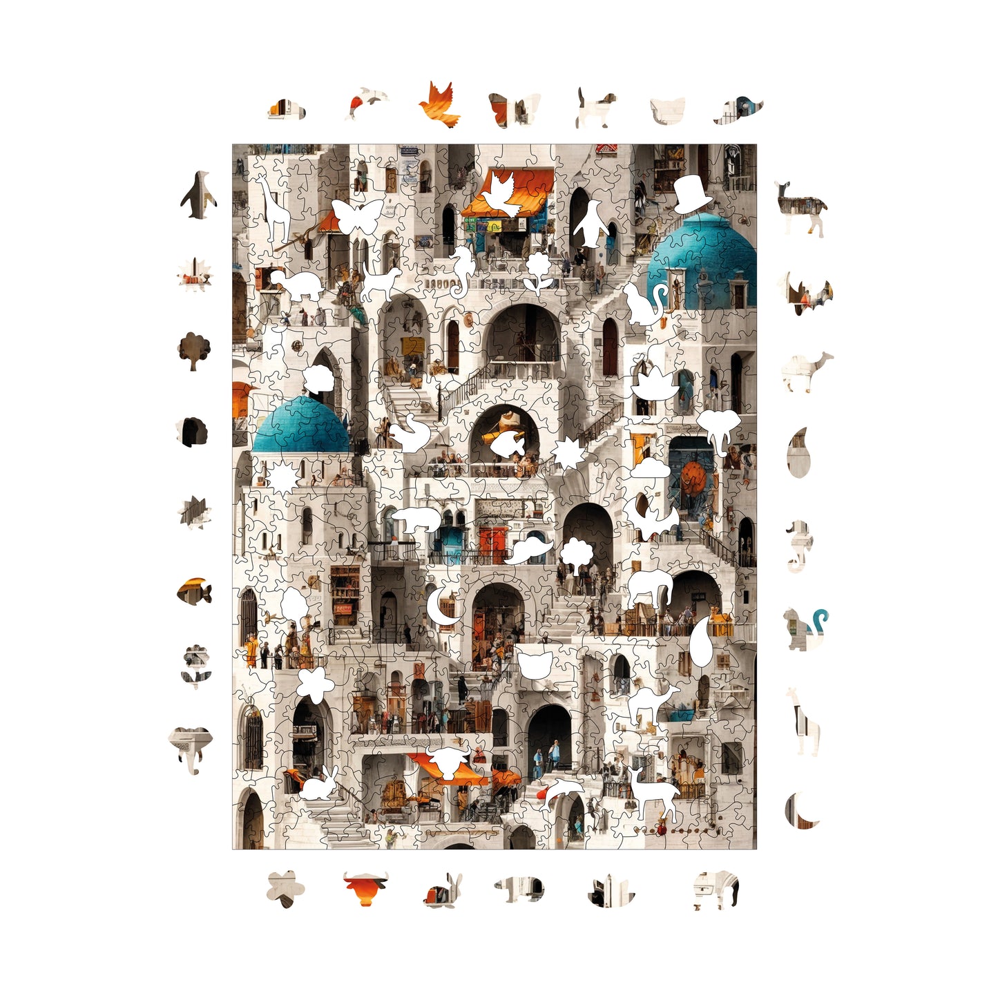 Wooden Puzzles for Adults, Maze of HousesPremium Jigsaw Puzzles, 450 Pieces Challenging Wooden Jigsaw, 11,4"x15,4" (29x39 cm)