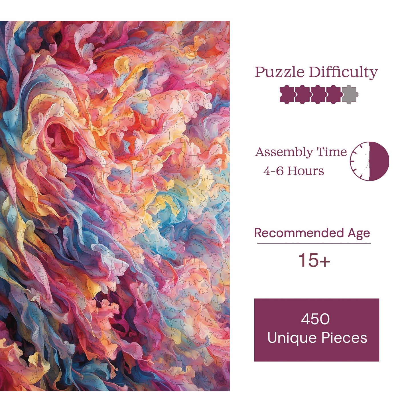 Wooden Puzzles for Adults, Colorstorm Premium Jigsaw Puzzles, 450 Pieces Challenging Wooden Jigsaw, 11,4"x15,4" (29x39 cm)