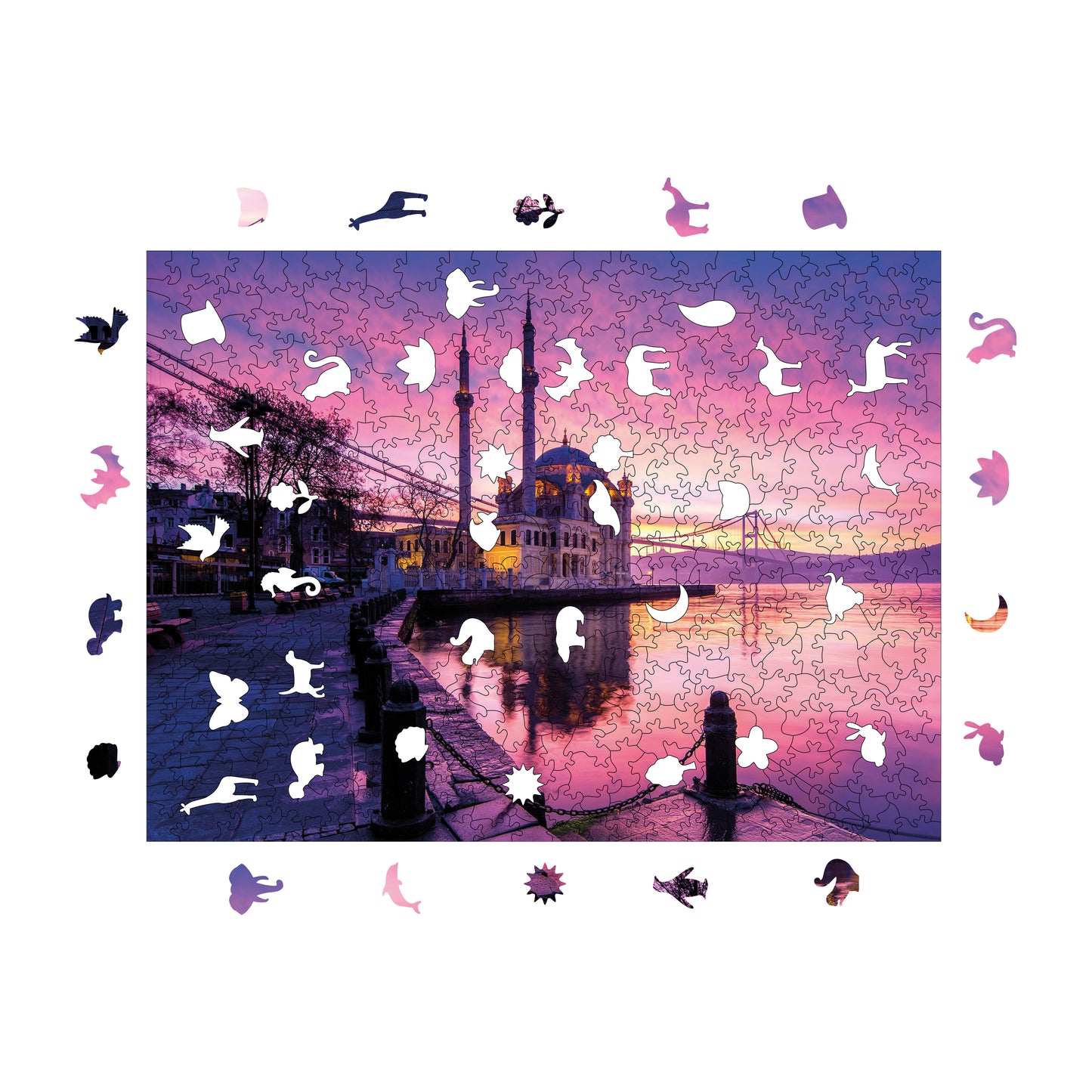 Wooden Puzzles for Adults, Lights of Ortaköy Premium Jigsaw Puzzles, 450 Pieces Challenging Wooden Jigsaw, 11,4"x15,4" (29x39 cm)