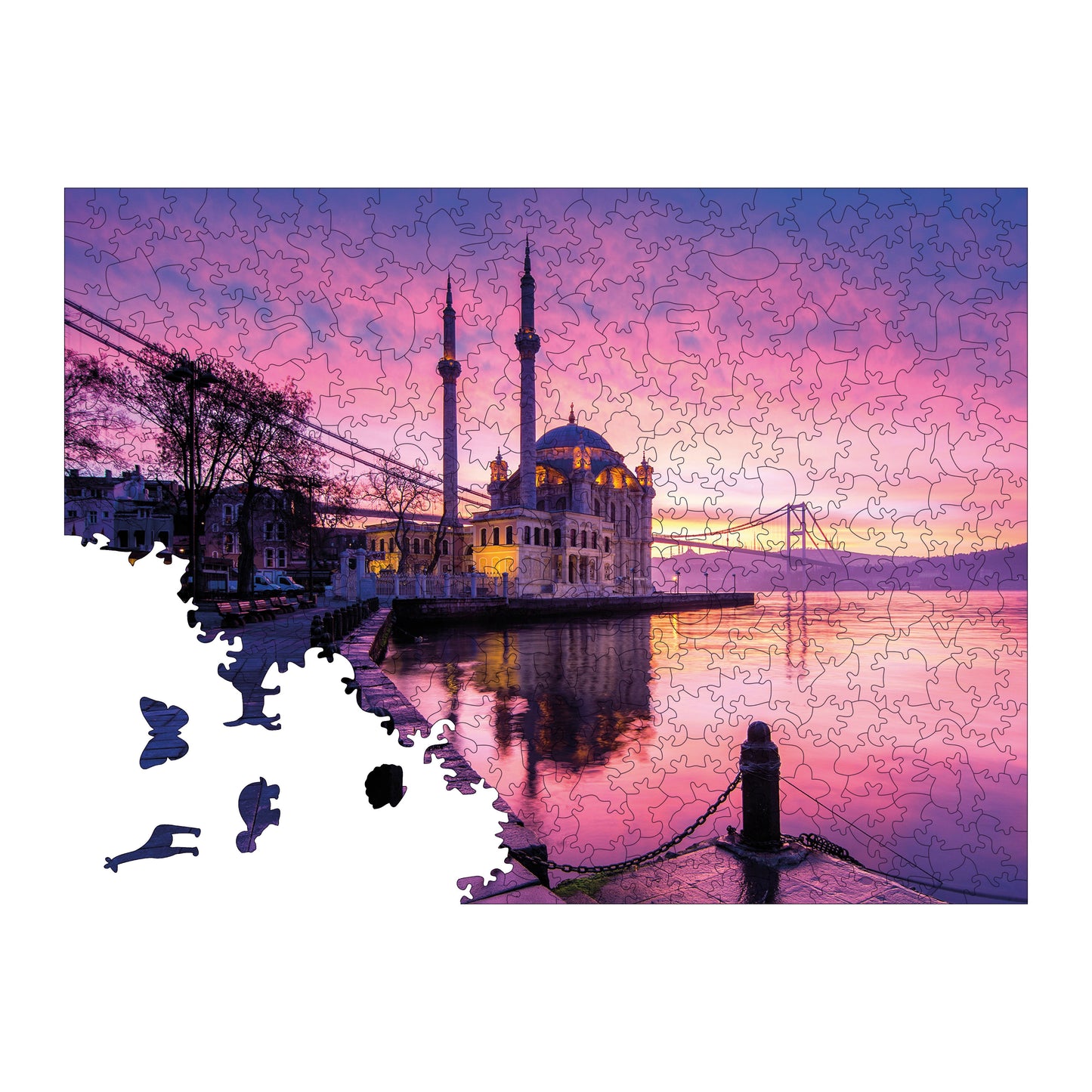 Wooden Puzzles for Adults, Lights of Ortaköy Premium Jigsaw Puzzles, 450 Pieces Challenging Wooden Jigsaw, 11,4"x15,4" (29x39 cm)
