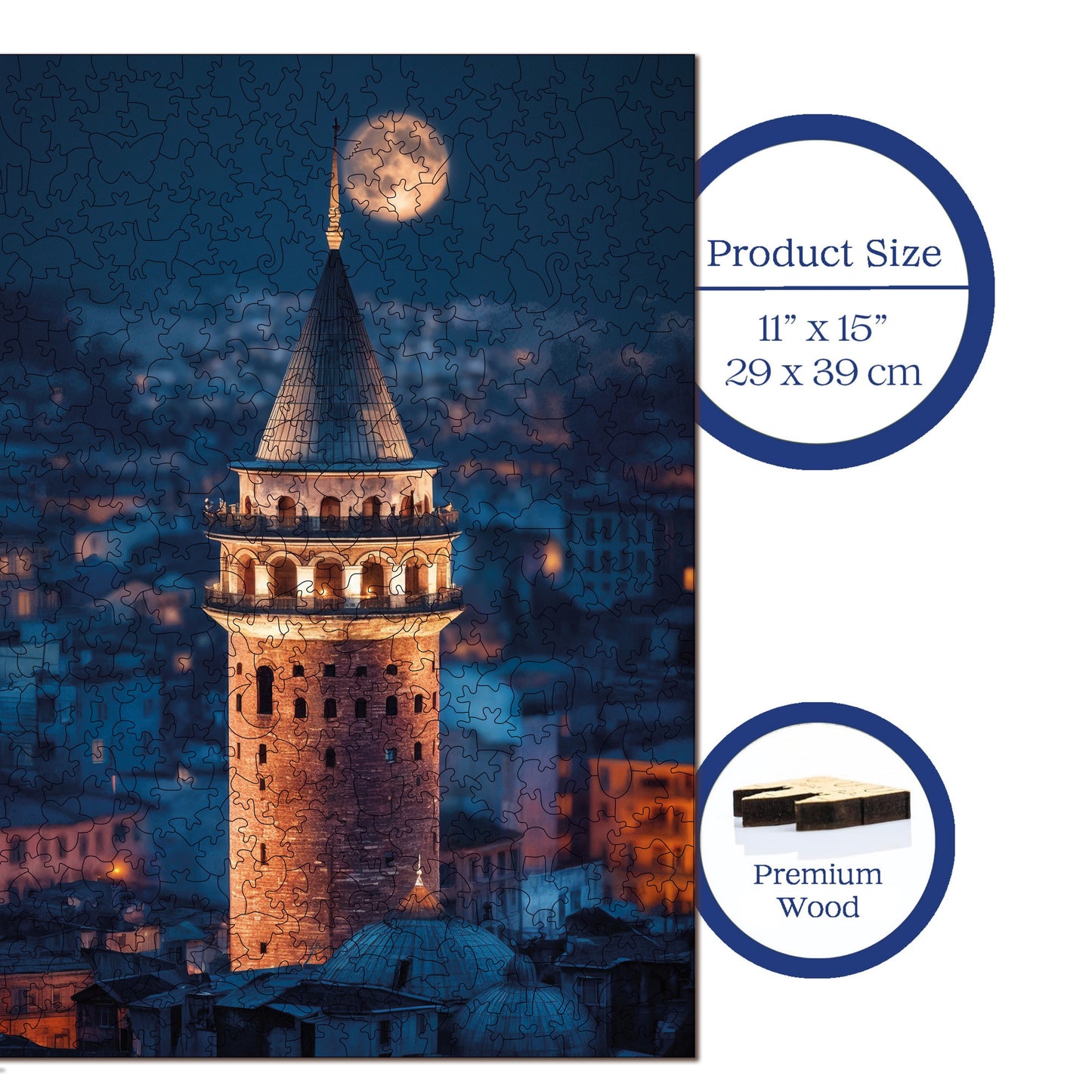 Wooden Puzzles for Adults, Legendary Galata Premium Jigsaw Puzzles, 450 Pieces Challenging Wooden Jigsaw, 11,4"x15,4" (29x39 cm)