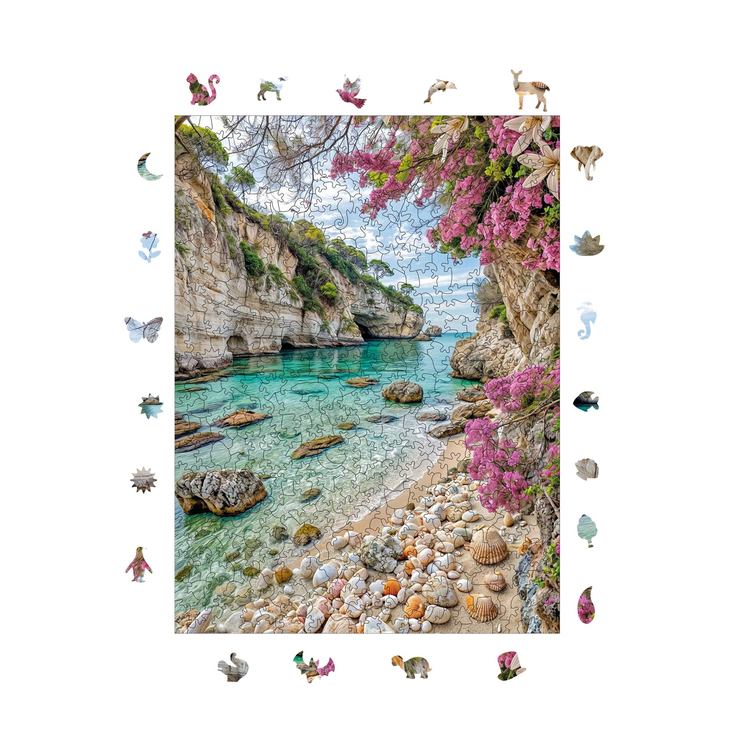 Wooden Puzzles for Adults, Secret Paradise Premium Jigsaw Puzzles, 450 Pieces Challenging Wooden Jigsaw, 11,4"x15,4" (29x39 cm)