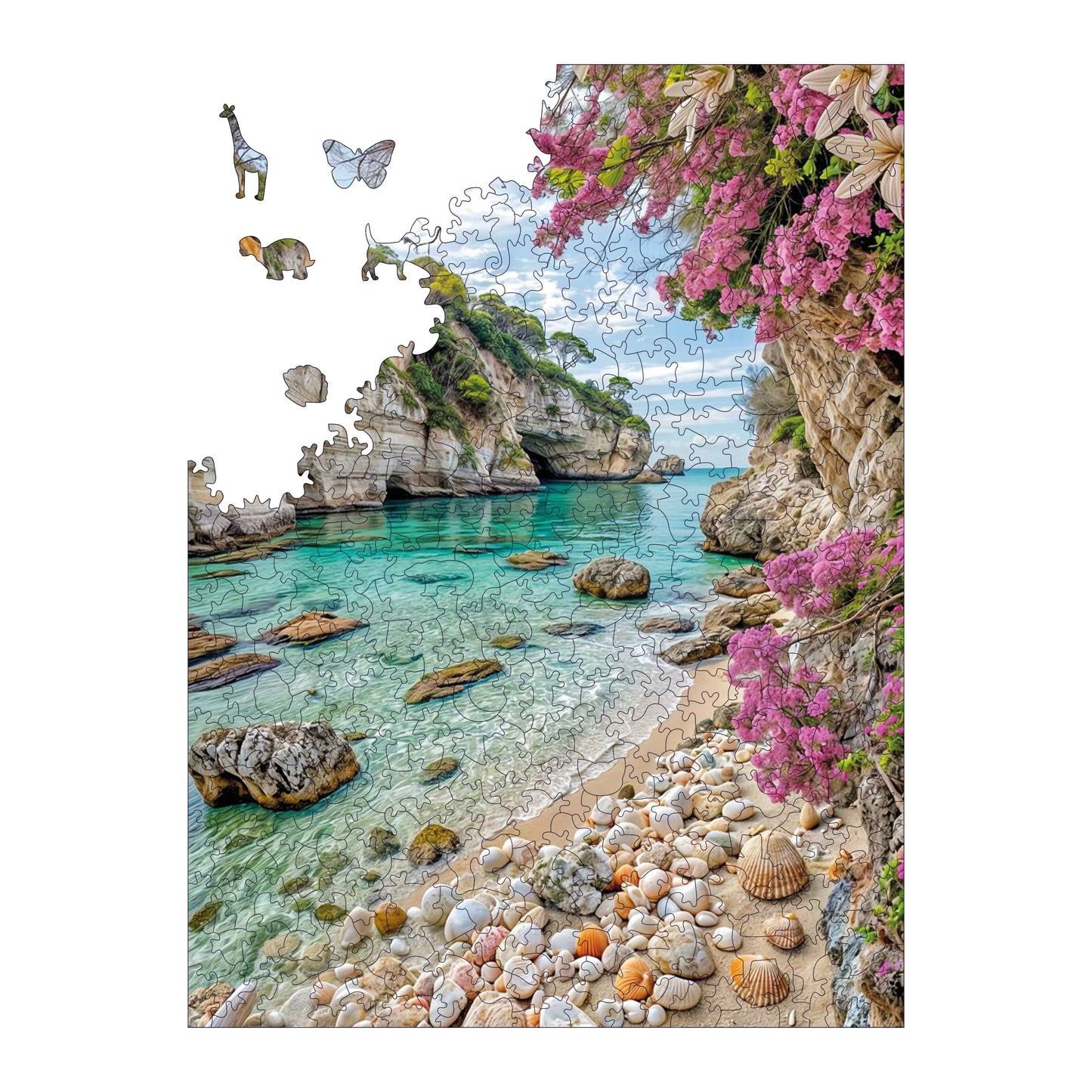 Wooden Puzzles for Adults, Secret Paradise Premium Jigsaw Puzzles, 450 Pieces Challenging Wooden Jigsaw, 11,4"x15,4" (29x39 cm)