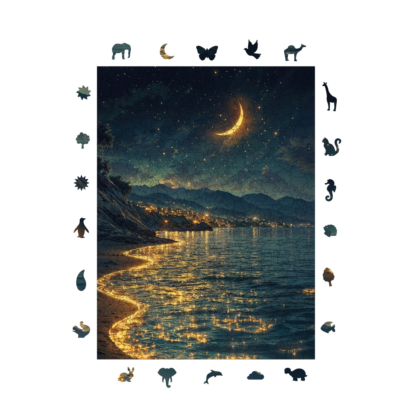Wooden Puzzles for Adults, Shore of Stars Premium Jigsaw Puzzles, 450 Pieces Challenging Wooden Jigsaw, 11,4"x15,4" (29x39 cm)