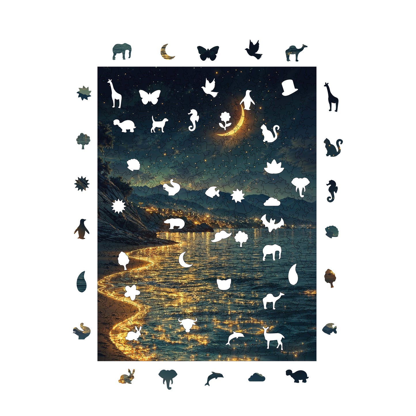 Wooden Puzzles for Adults, Shore of Stars Premium Jigsaw Puzzles, 450 Pieces Challenging Wooden Jigsaw, 11,4"x15,4" (29x39 cm)