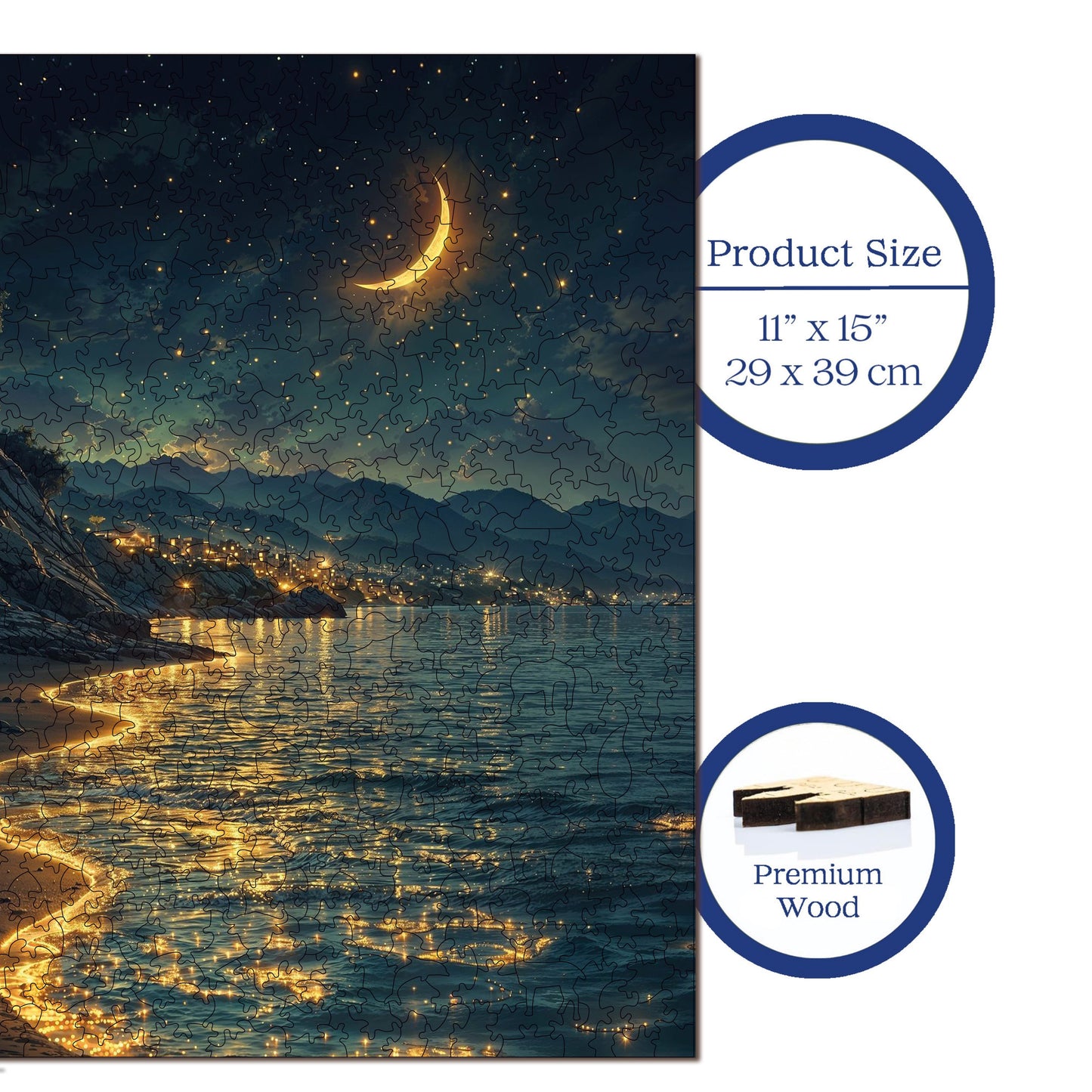 Wooden Puzzles for Adults, Shore of Stars Premium Jigsaw Puzzles, 450 Pieces Challenging Wooden Jigsaw, 11,4"x15,4" (29x39 cm)