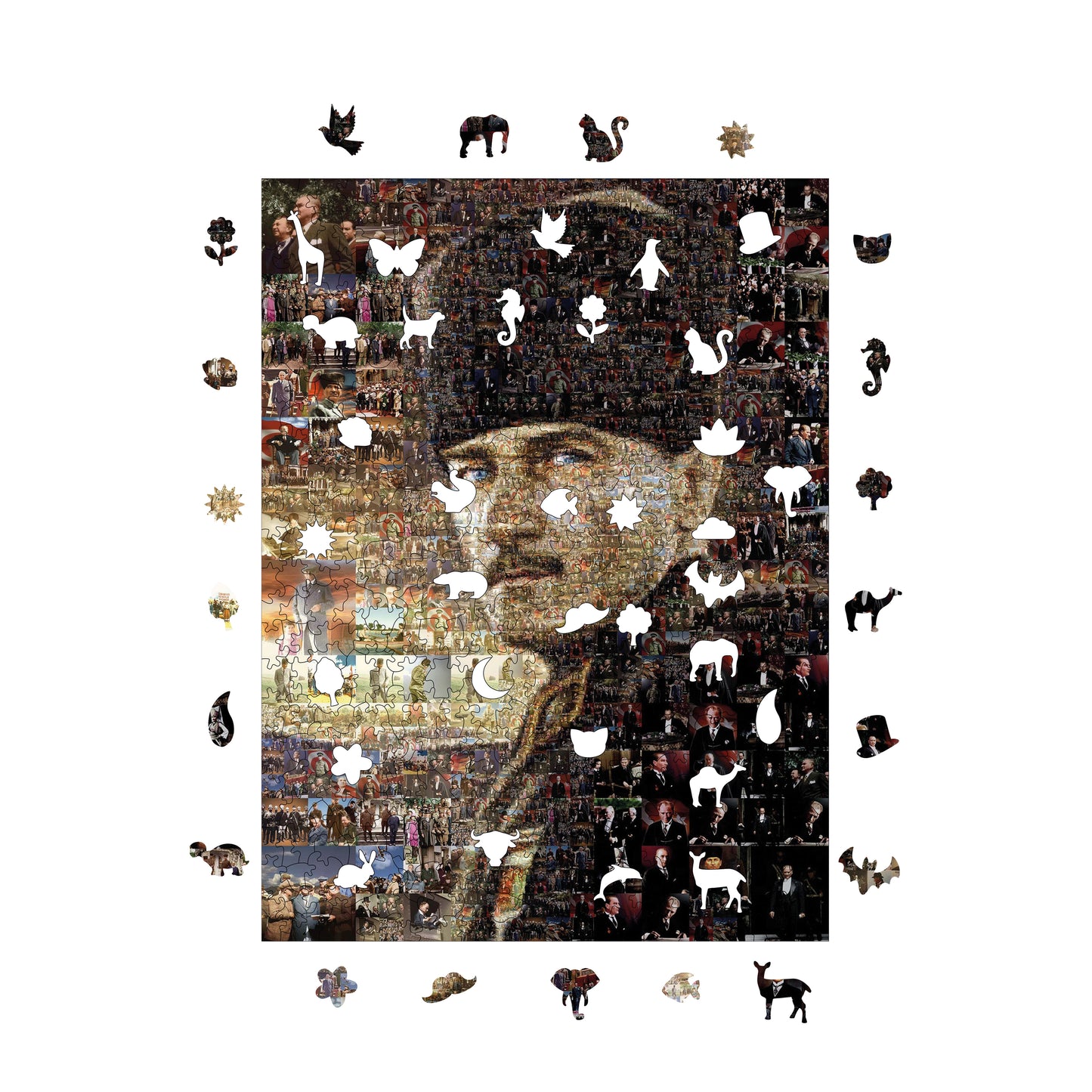 Wooden Puzzles for Adults, Immortal ATATÜRK Premium Jigsaw Puzzles, 450 Pieces Challenging Wooden Jigsaw, 11,4"x15,4" (29x39 cm)