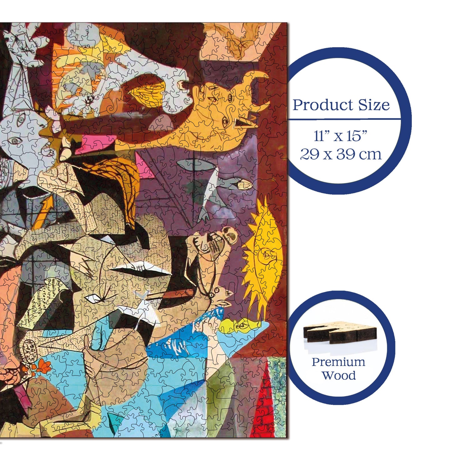 Wooden Puzzles for Adults, Picasso, Guernica Premium Jigsaw Puzzles, 450 Pieces Challenging Wooden Jigsaw, 11,4"x15,4" (29x39 cm)