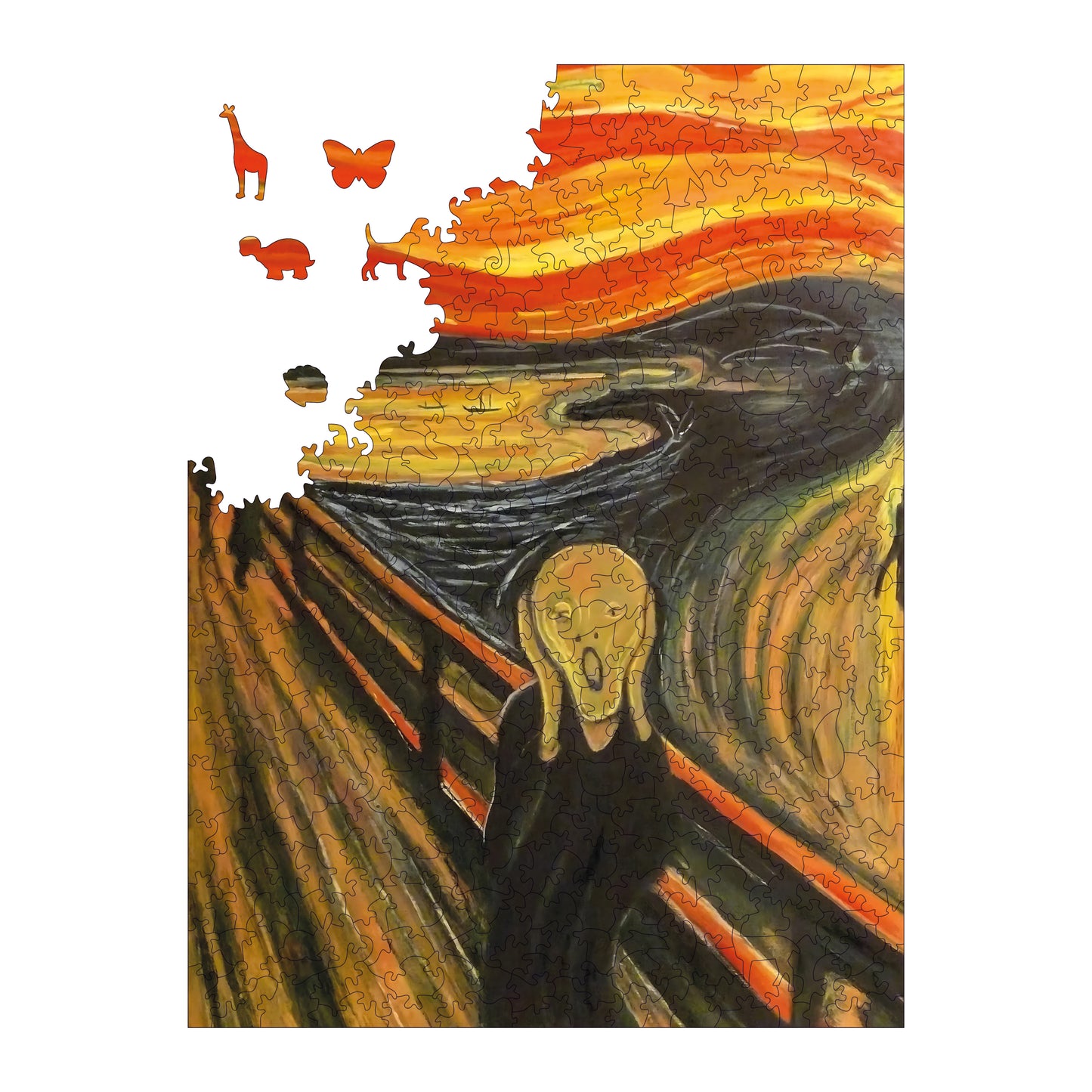 Wooden Puzzles for Adults, The Scream Premium Jigsaw Puzzles, 450 Pieces Challenging Wooden Jigsaw, 11,4"x15,4" (29x39 cm)