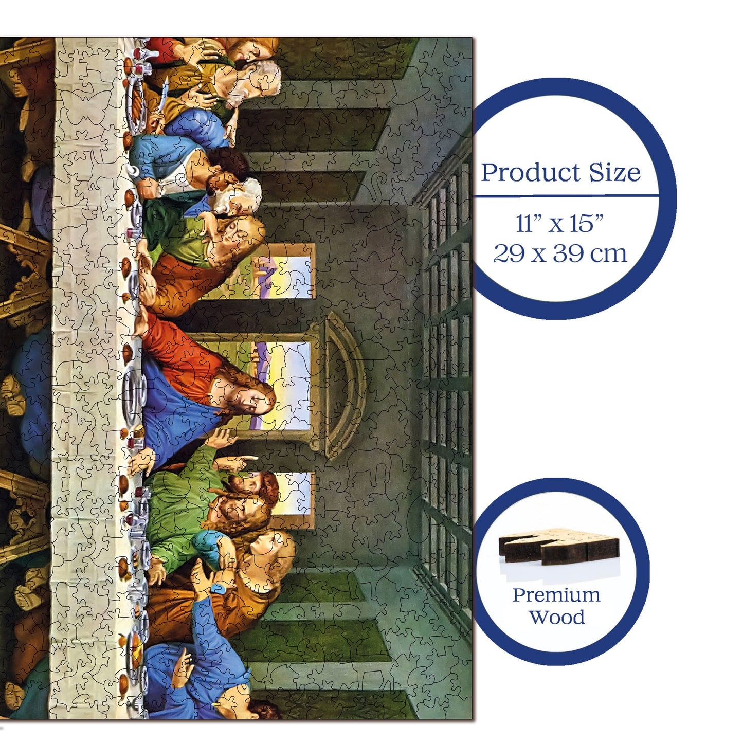 Wooden Puzzles for Adults, The Last Supper Premium Jigsaw Puzzles, 450 Pieces Challenging Wooden Jigsaw, 11,4"x15,4" (29x39 cm)