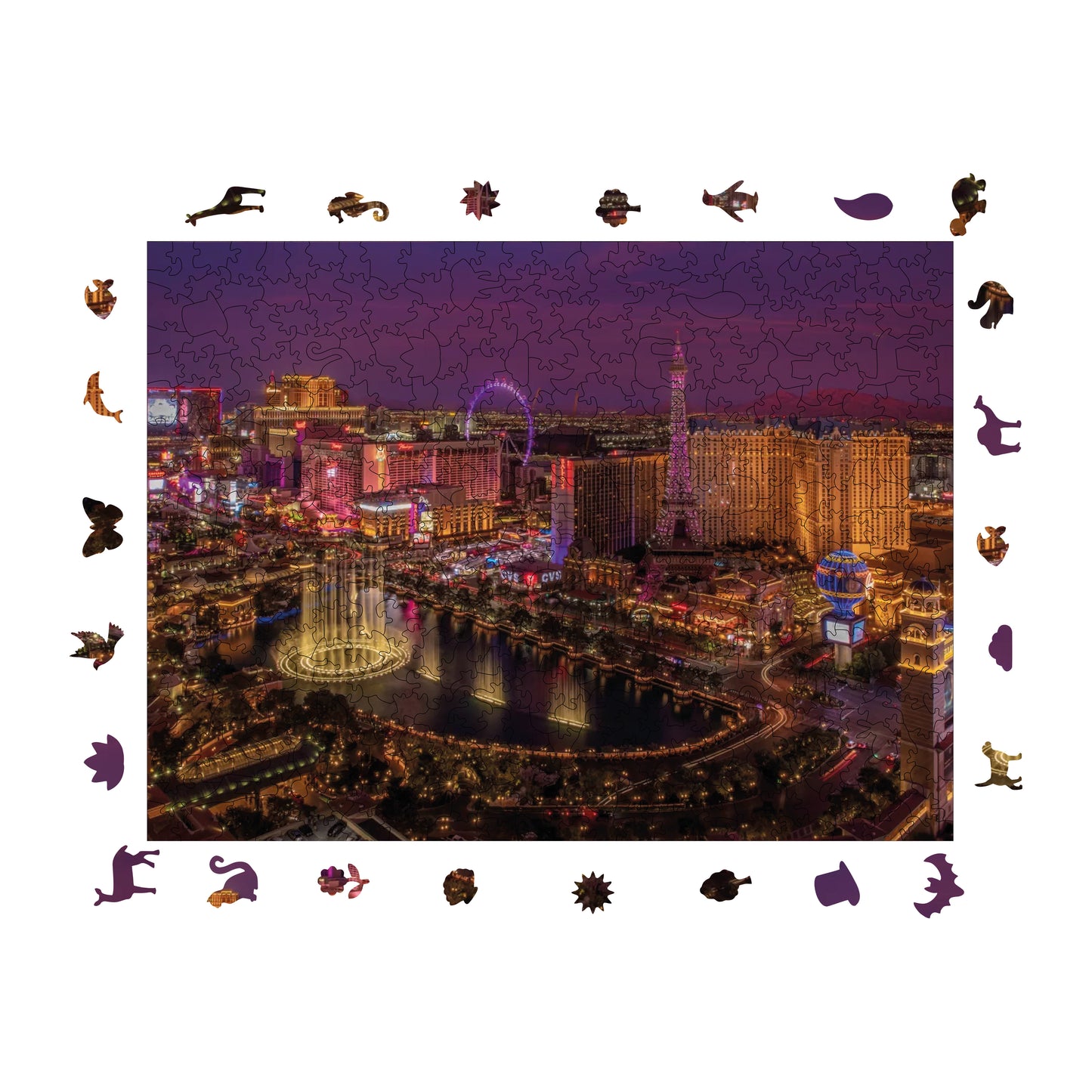 Wooden Puzzles for Adults, Vegas Nights Premium Jigsaw Puzzles, 450 Pieces Challenging Wooden Jigsaw, 11,4"x15,4" (29x39 cm)