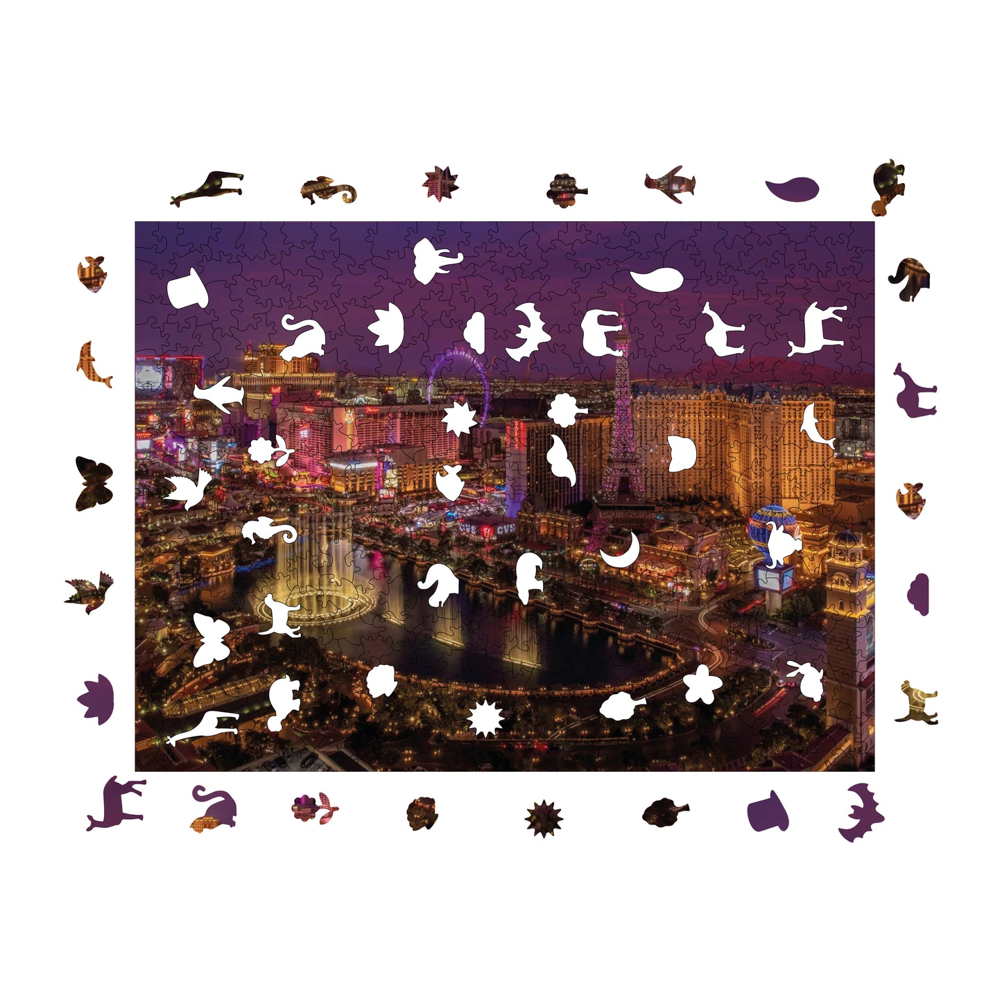 Wooden Puzzles for Adults, Vegas Nights Premium Jigsaw Puzzles, 450 Pieces Challenging Wooden Jigsaw, 11,4"x15,4" (29x39 cm)