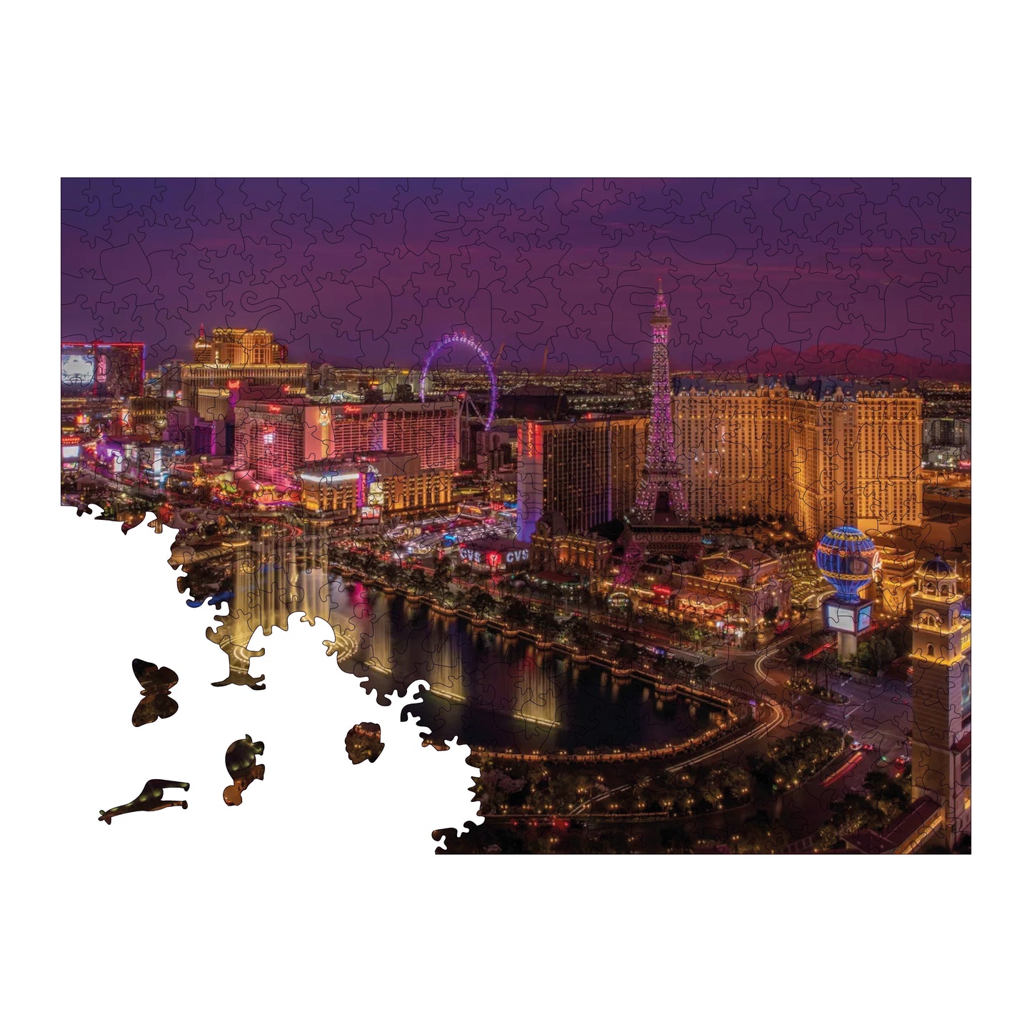 Wooden Puzzles for Adults, Vegas Nights Premium Jigsaw Puzzles, 450 Pieces Challenging Wooden Jigsaw, 11,4"x15,4" (29x39 cm)