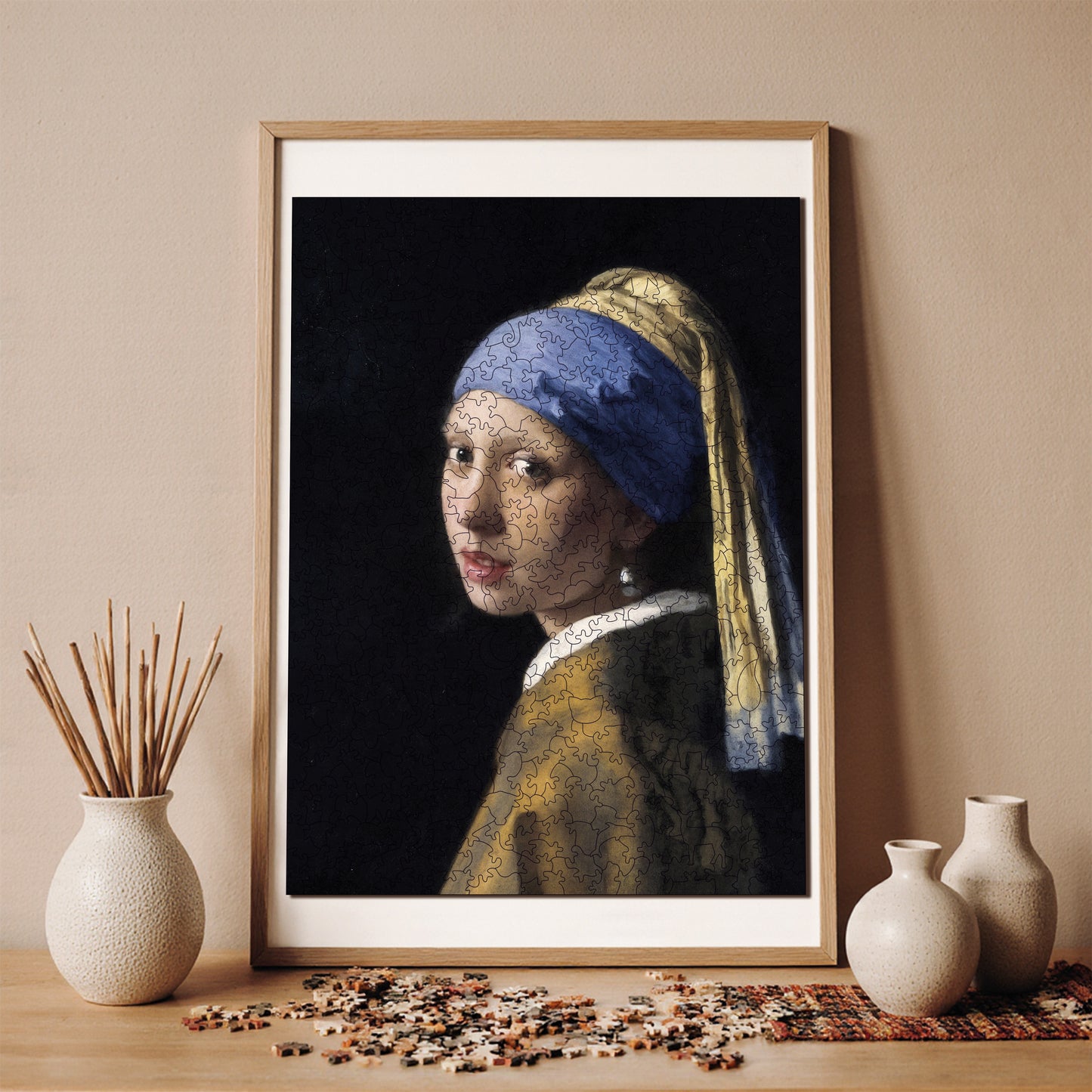 Wooden Puzzles for Adults, Girl with a Pearl Earring Premium Jigsaw Puzzles, 450 Pieces Challenging Wooden Jigsaw, 11,4"x15,4" (29x39 cm)