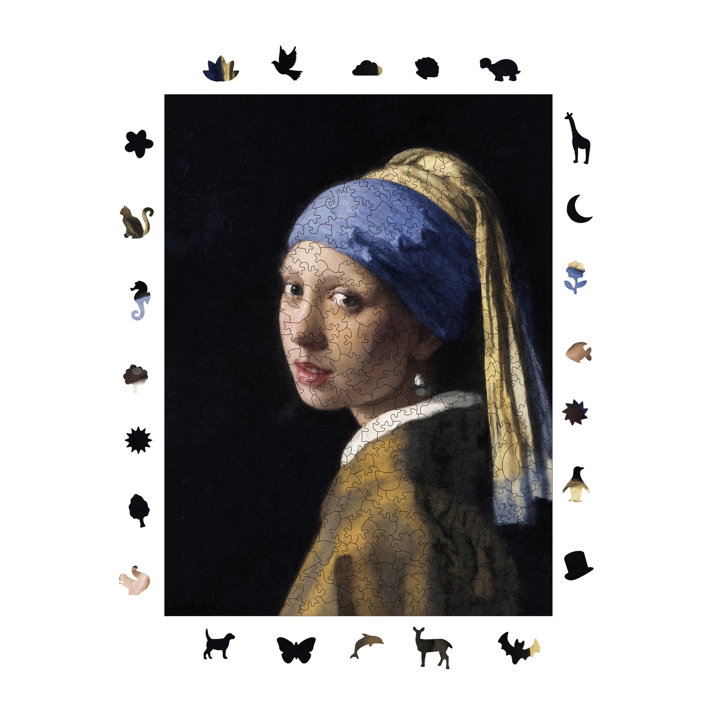 Wooden Puzzles for Adults, Girl with a Pearl Earring Premium Jigsaw Puzzles, 450 Pieces Challenging Wooden Jigsaw, 11,4"x15,4" (29x39 cm)