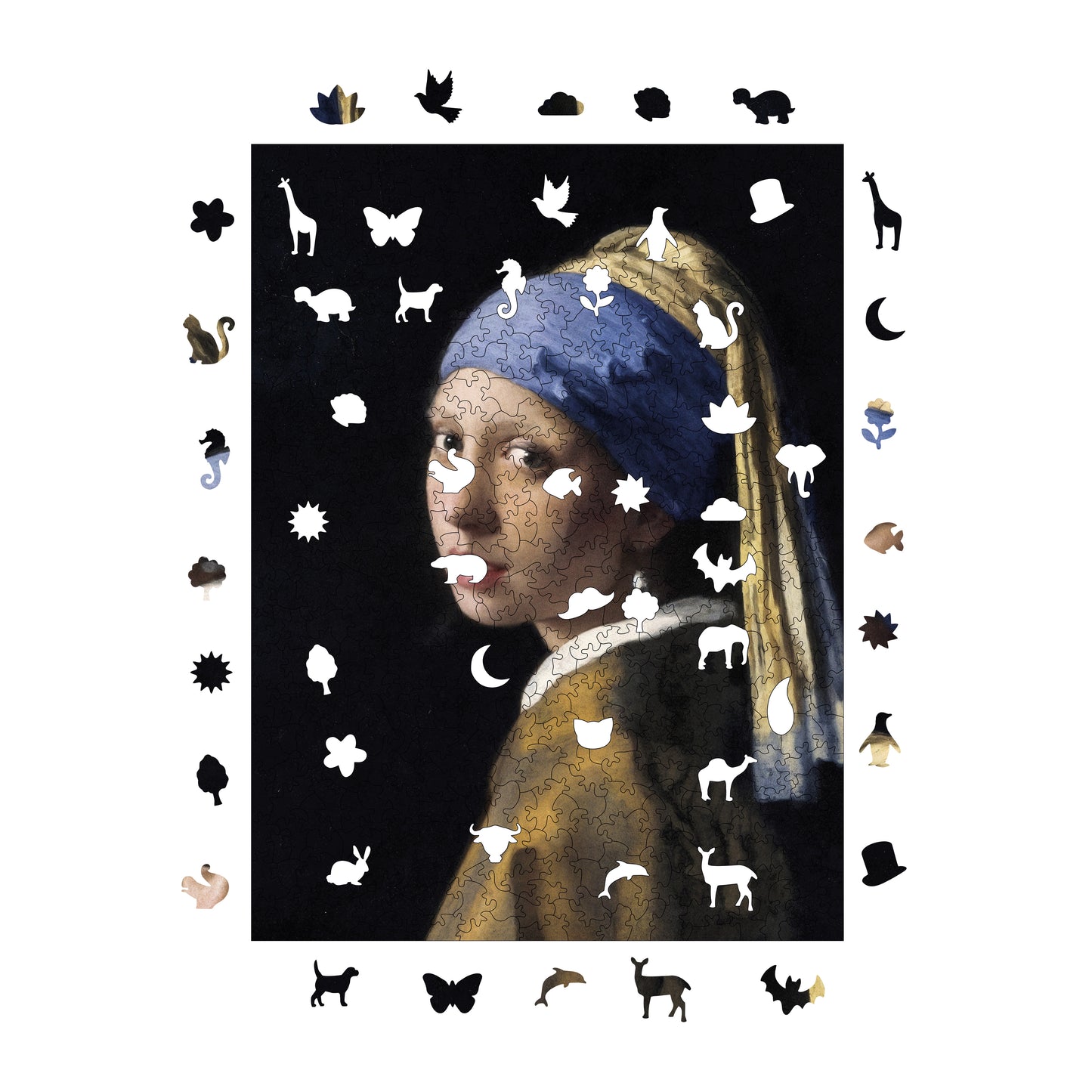 Wooden Puzzles for Adults, Girl with a Pearl Earring Premium Jigsaw Puzzles, 450 Pieces Challenging Wooden Jigsaw, 11,4"x15,4" (29x39 cm)