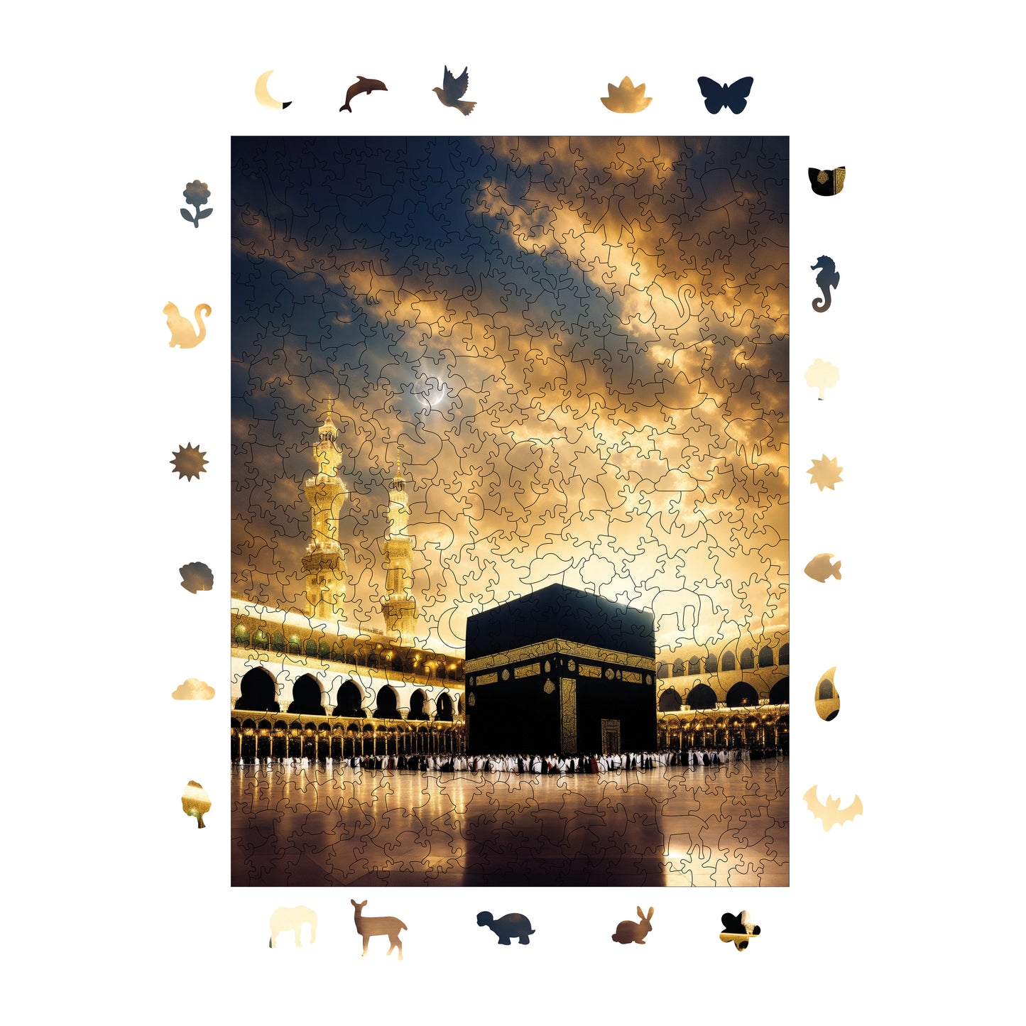 Wooden Puzzles for Adults, Kaaba, the Qibla of Hearts Premium Jigsaw Puzzles, 450 Pieces Challenging Wooden Jigsaw, 11,4"x15,4" (29x39 )