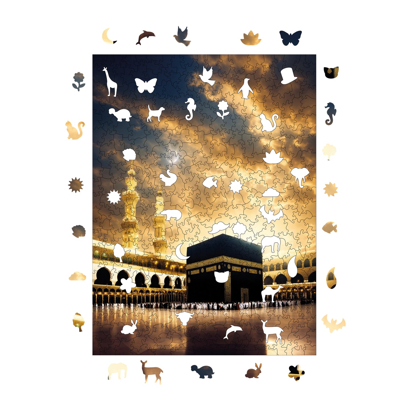 Wooden Puzzles for Adults, Kaaba, the Qibla of Hearts Premium Jigsaw Puzzles, 450 Pieces Challenging Wooden Jigsaw, 11,4"x15,4" (29x39 )